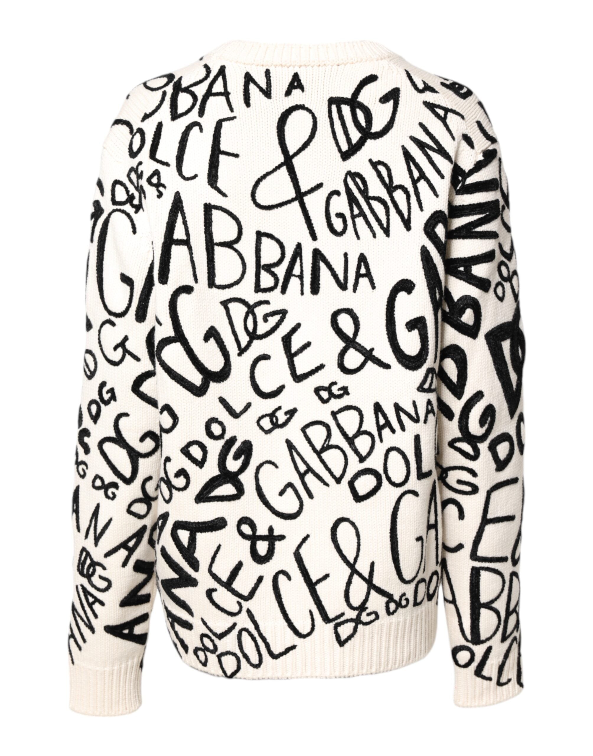 White Black Logo Print Women Pullover Sweater - ventzia