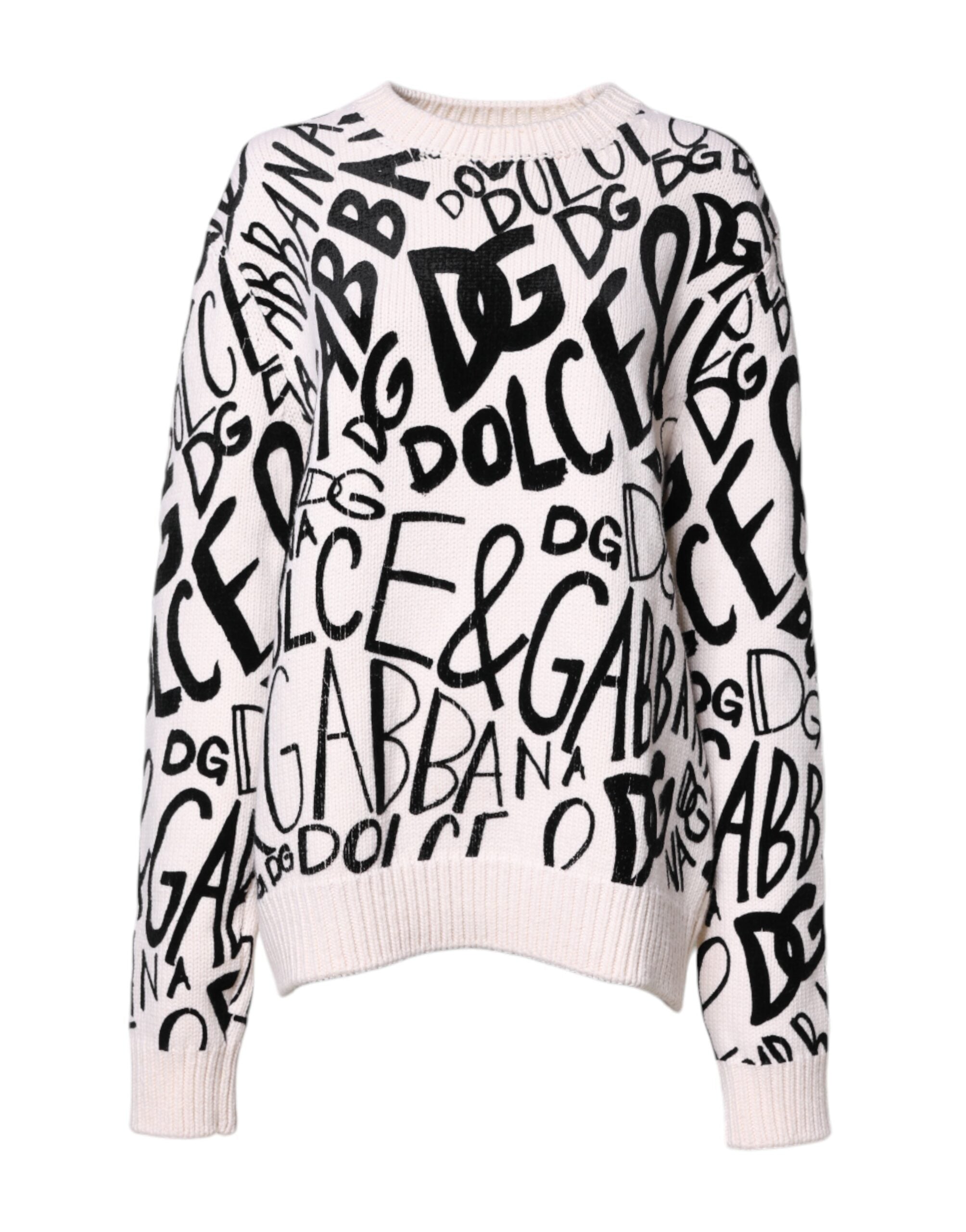 White Black Logo Print Women Pullover Sweater - ventzia