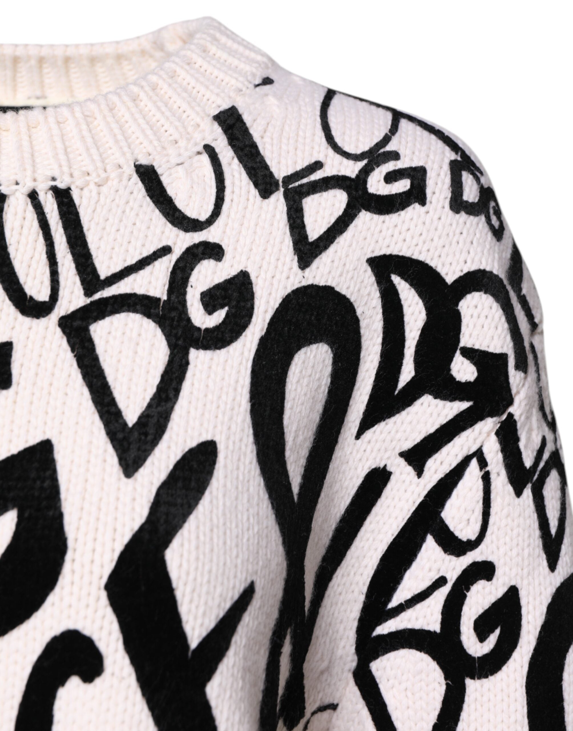 White Black Logo Print Women Pullover Sweater - ventzia
