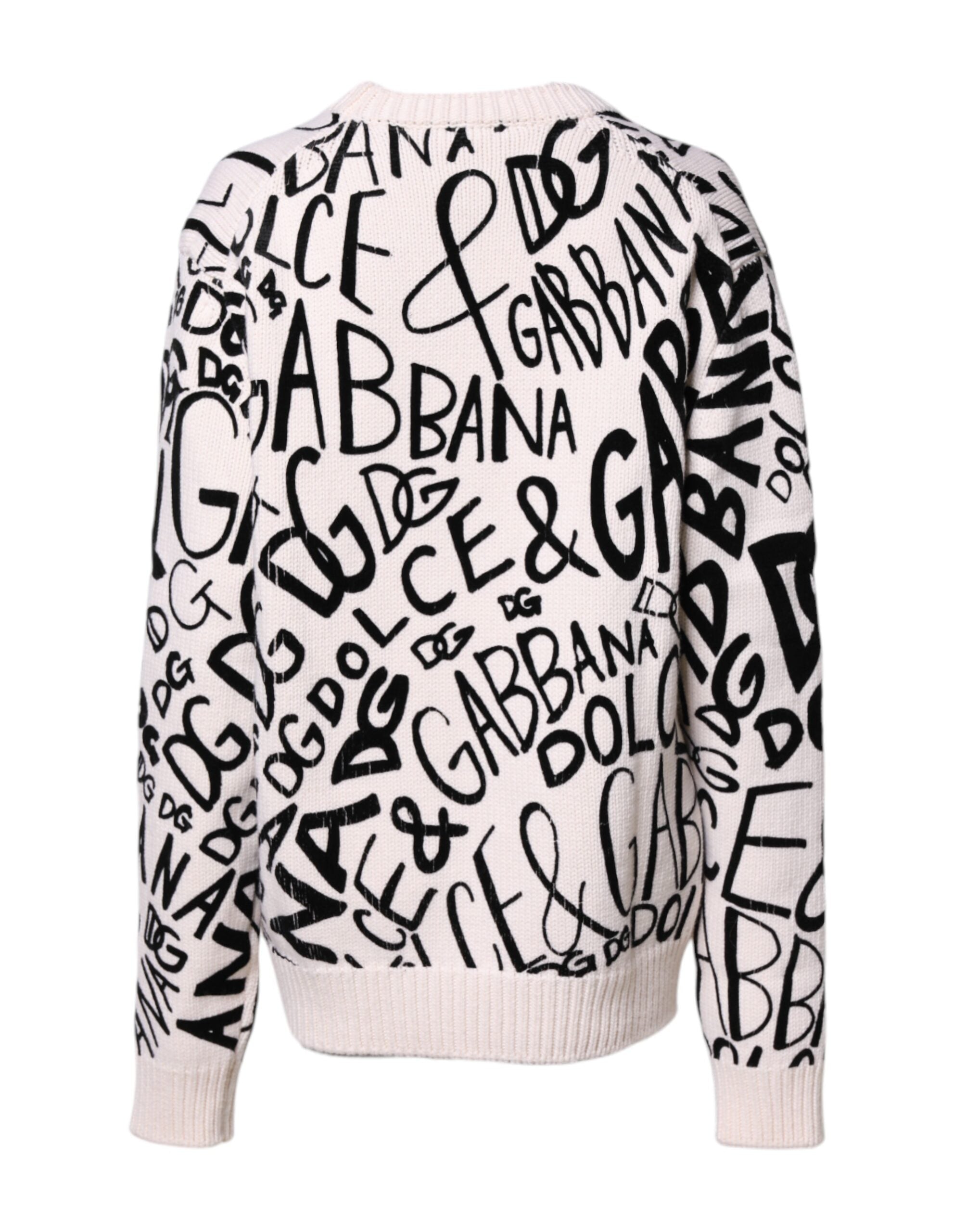 White Black Logo Print Women Pullover Sweater - ventzia