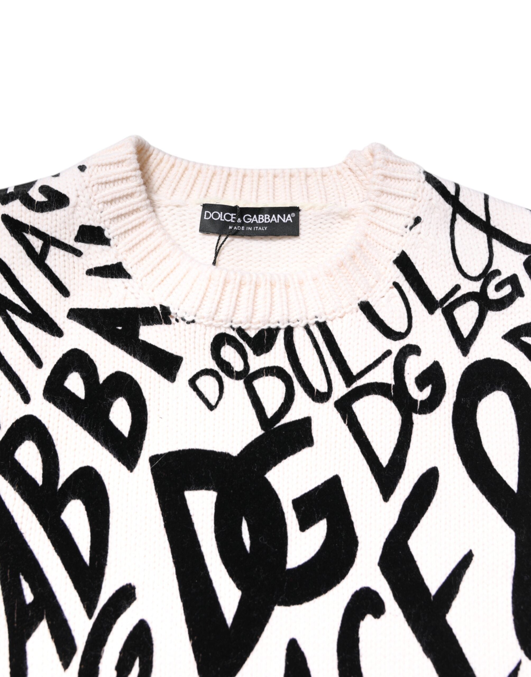 White Black Logo Print Women Pullover Sweater - ventzia