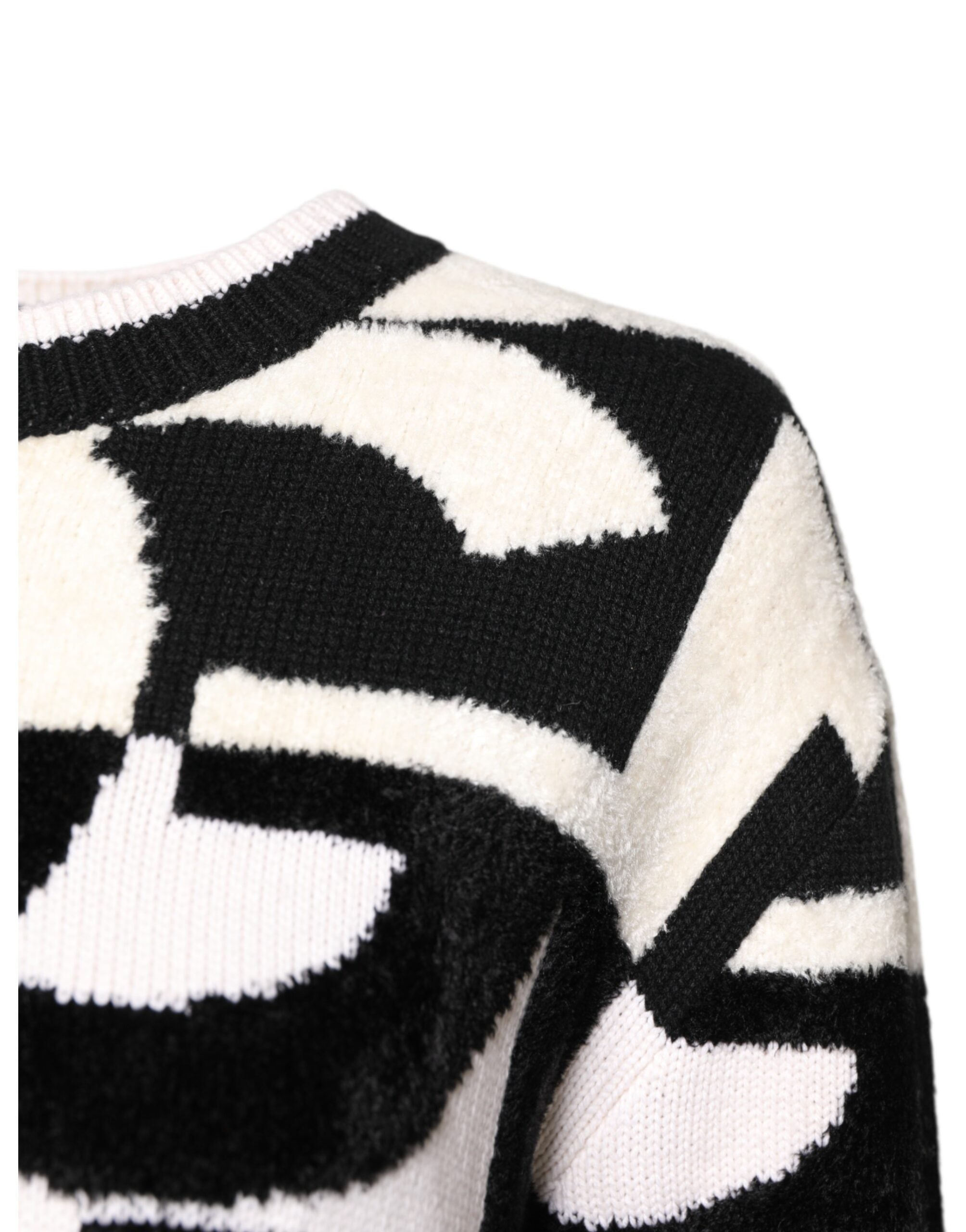 White Black Logo Print Women Pullover Sweater - ventzia