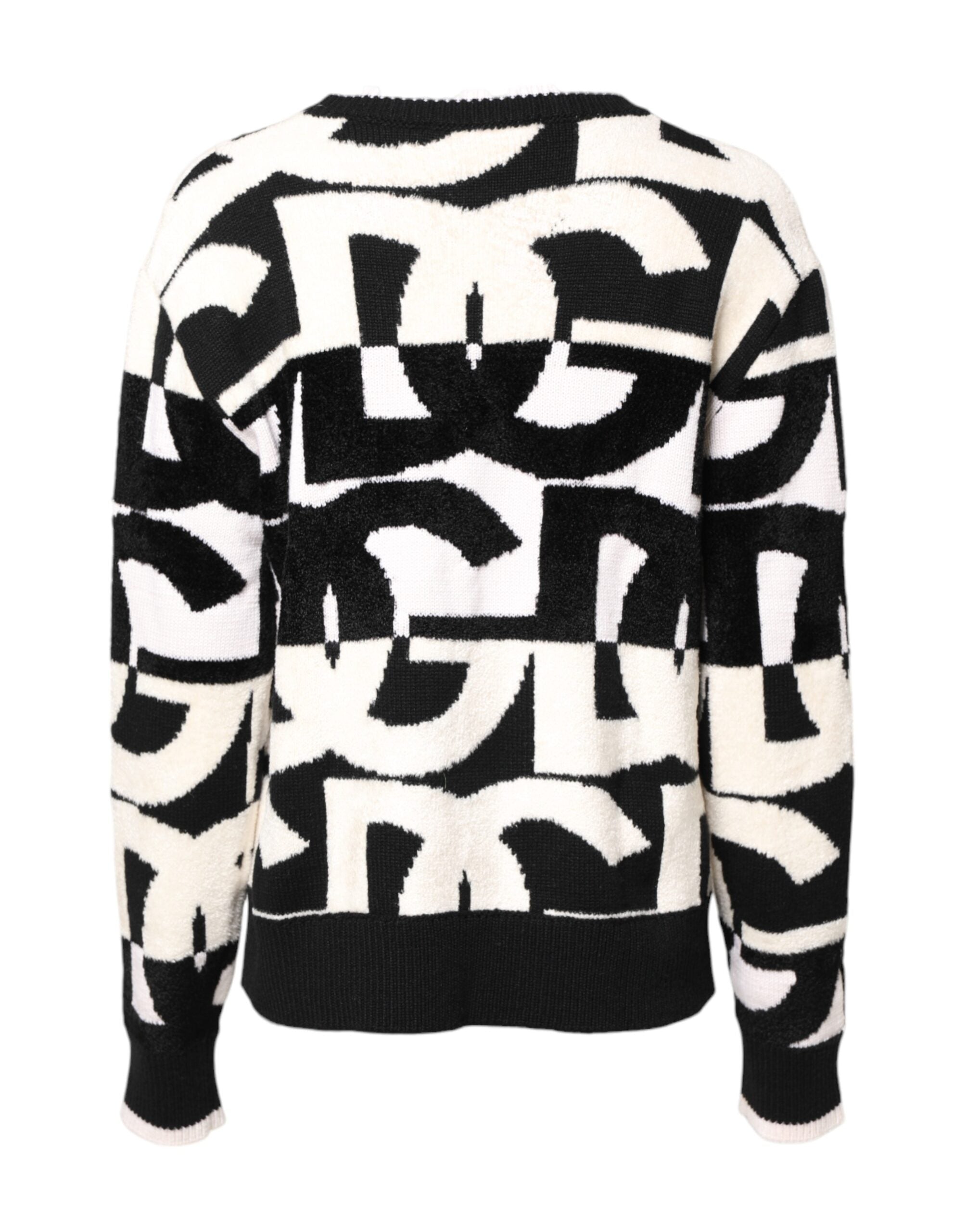 White Black Logo Print Women Pullover Sweater - ventzia