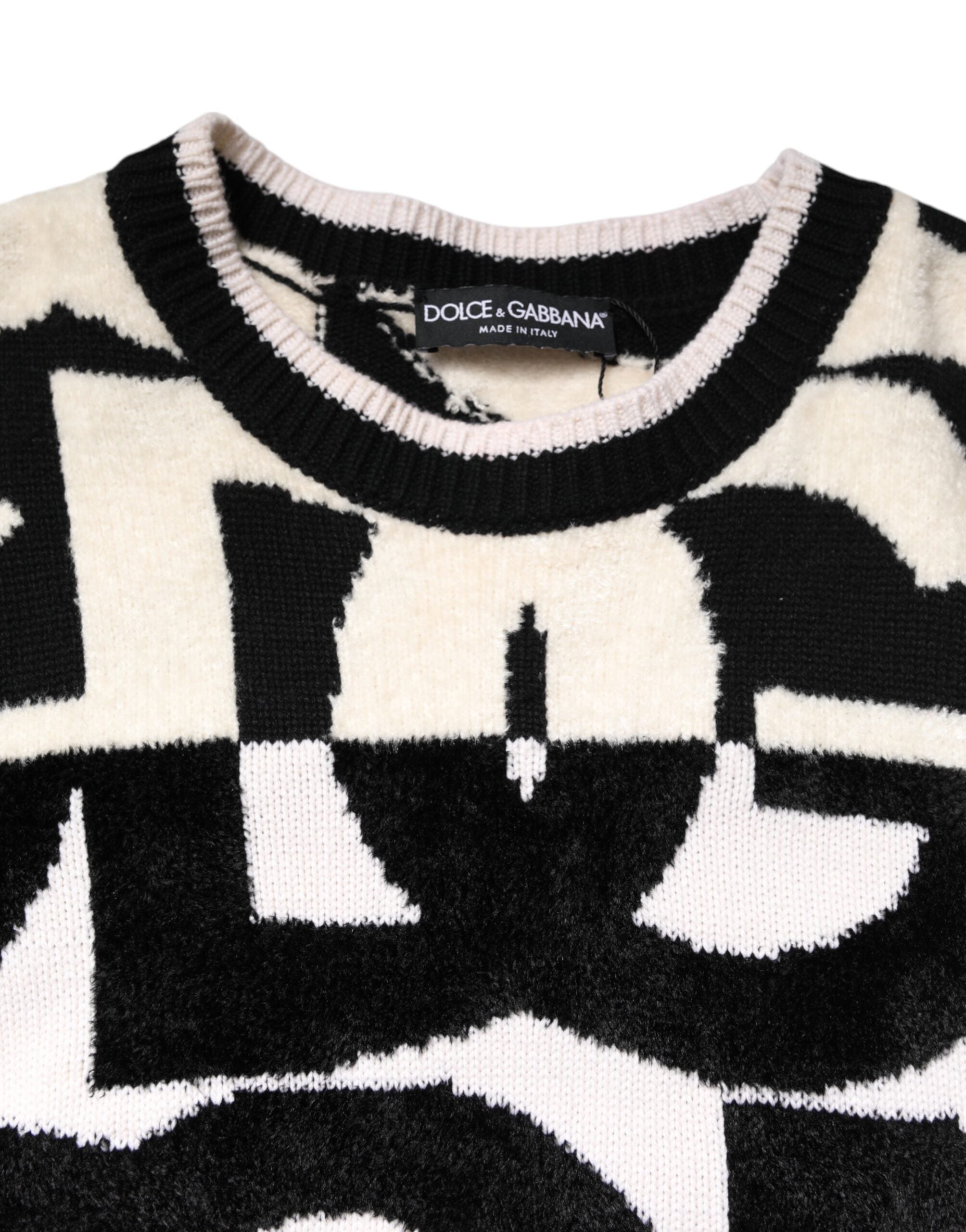 White Black Logo Print Women Pullover Sweater - ventzia