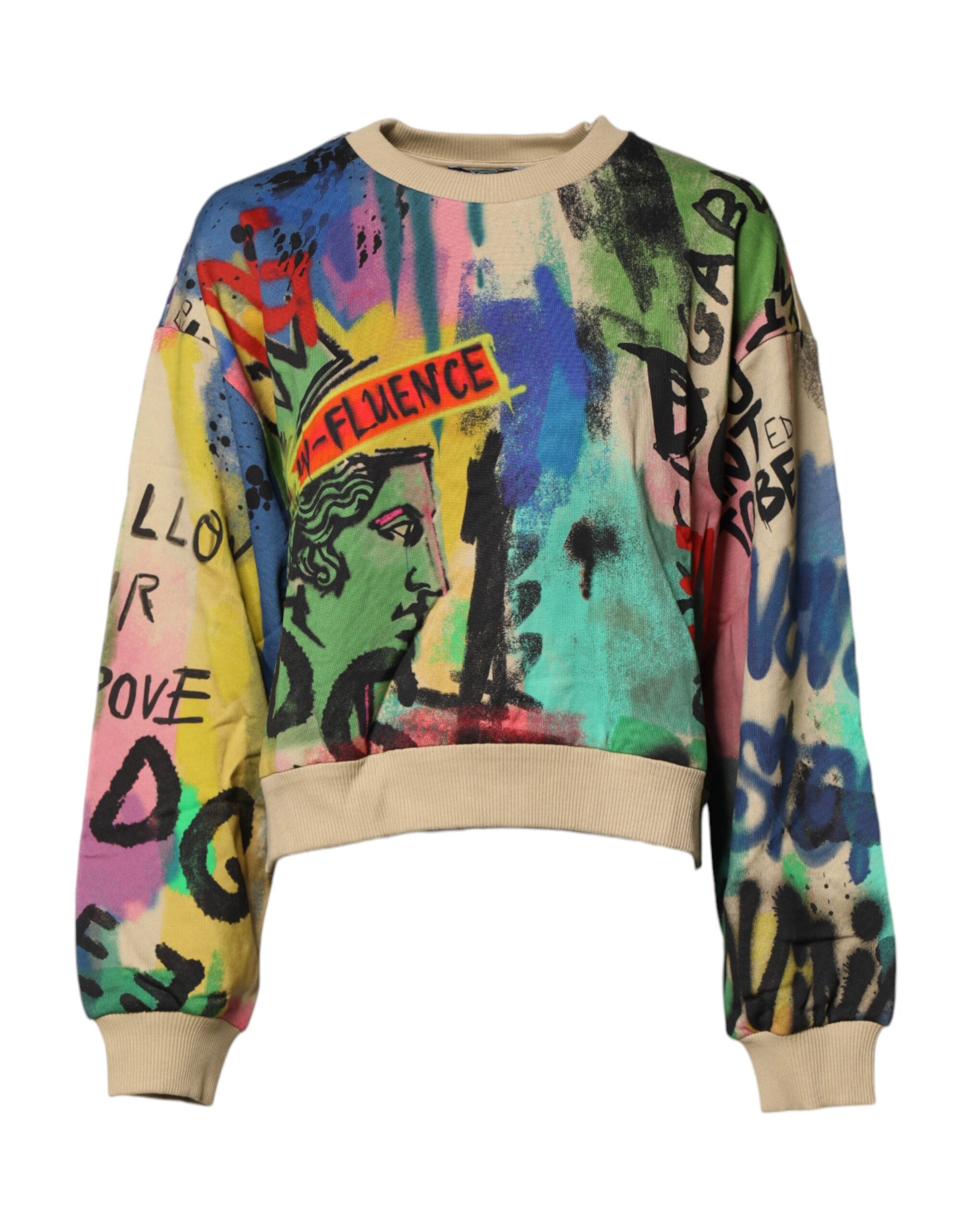 Multicolor Print Cotton Pullover Sweater - ventzia