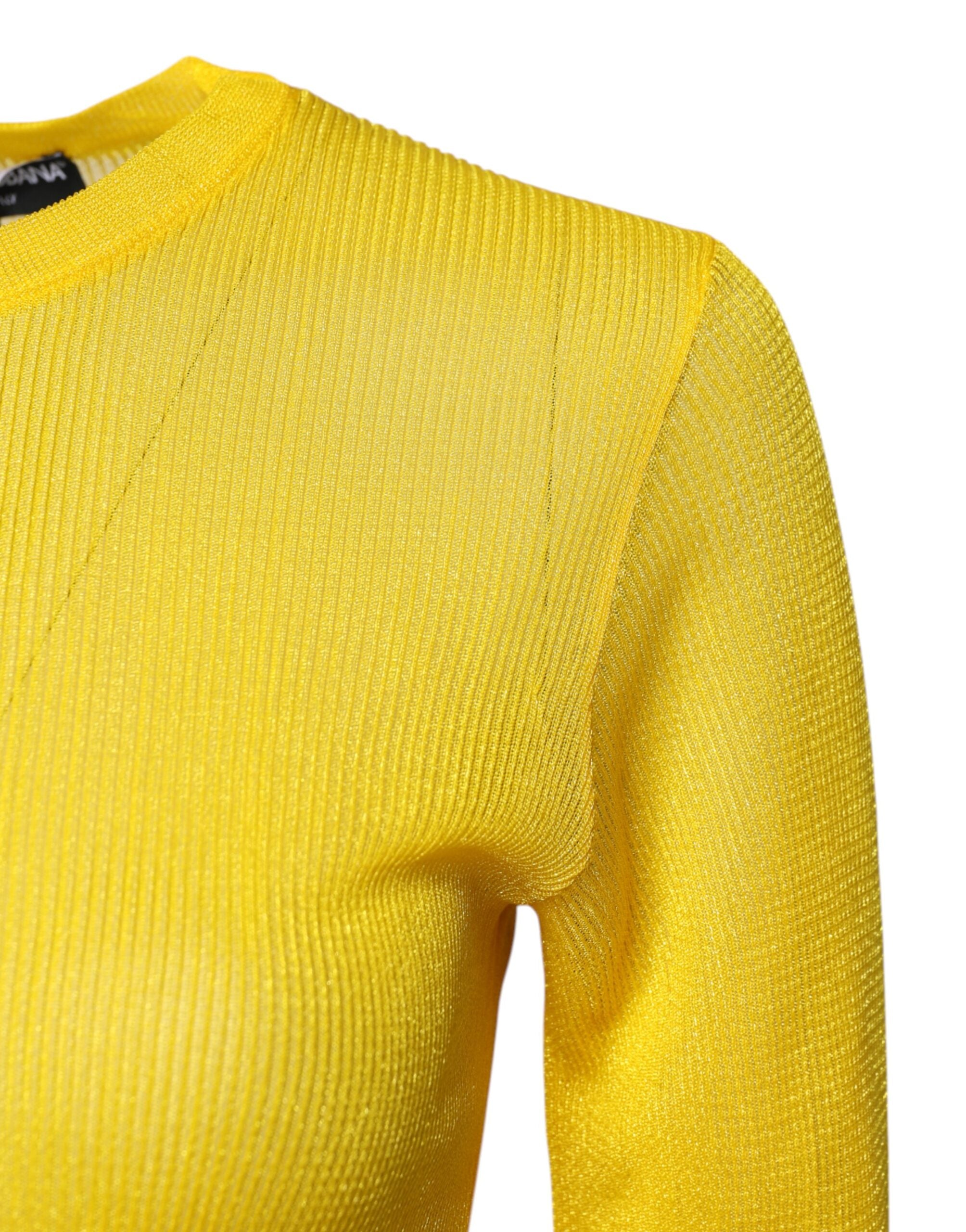 Yellow Polyester Women Pullover Top Sweater - ventzia