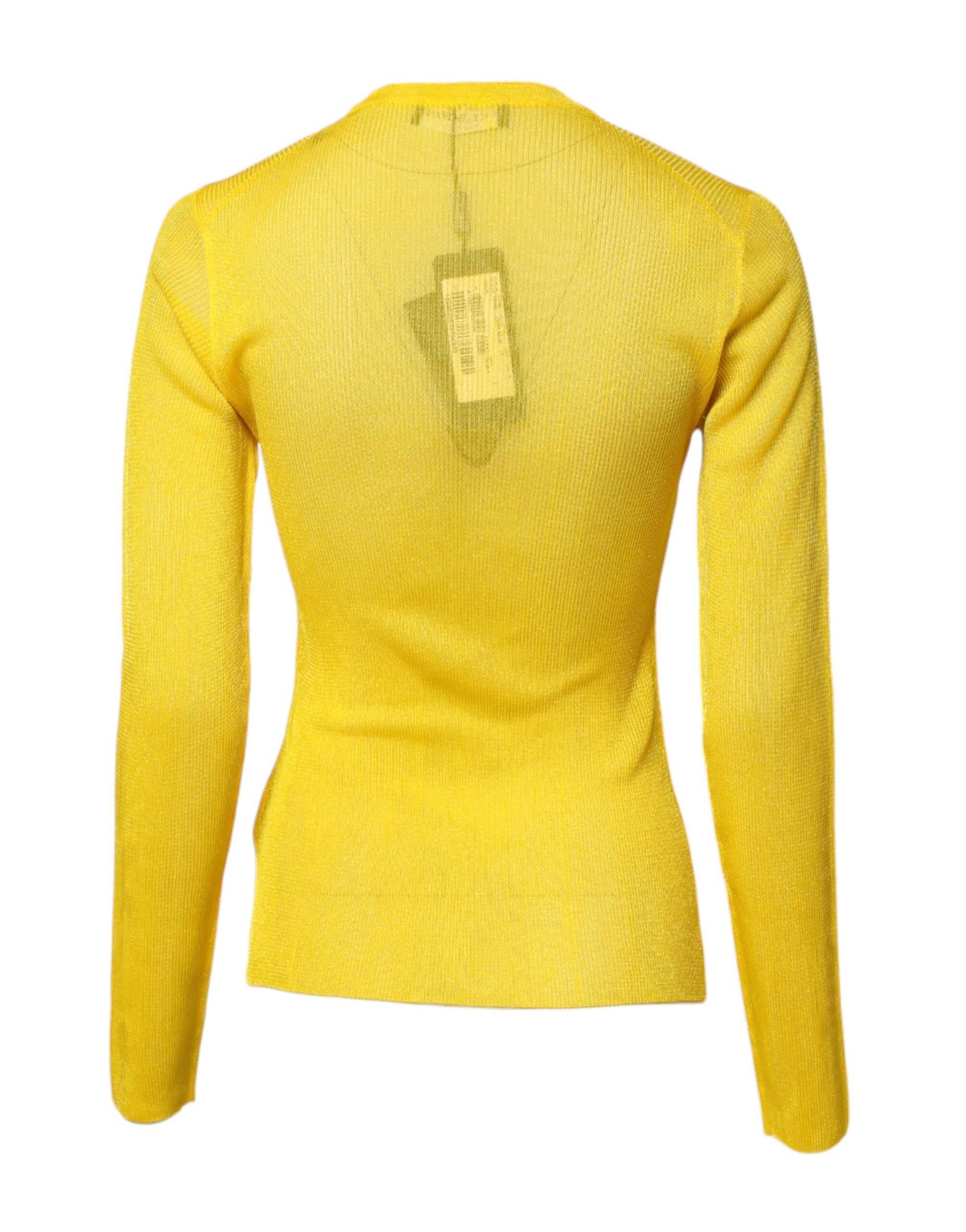 Yellow Polyester Women Pullover Top Sweater - ventzia