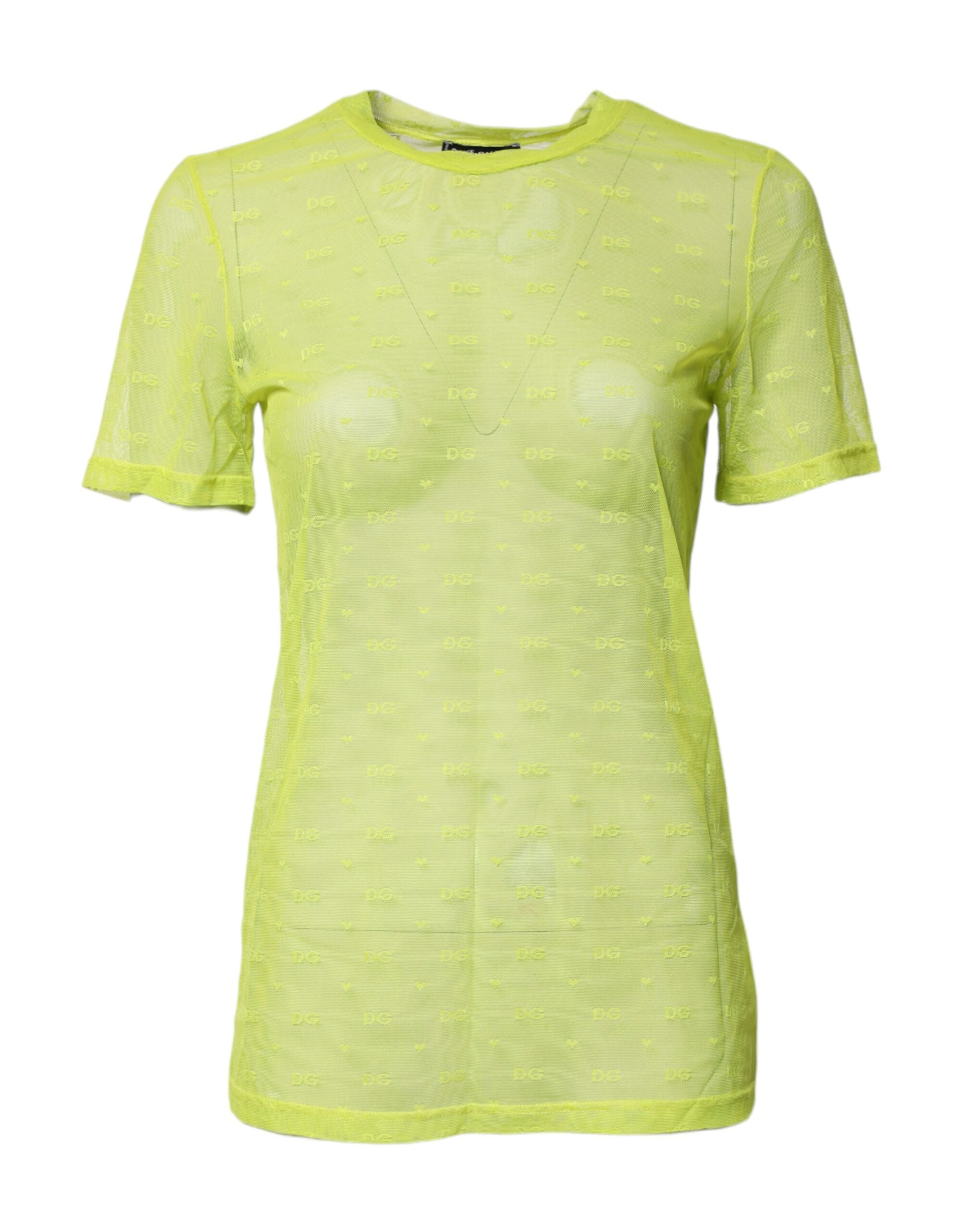 Green Nylon See Through Women Short Sleeves Top - ventzia