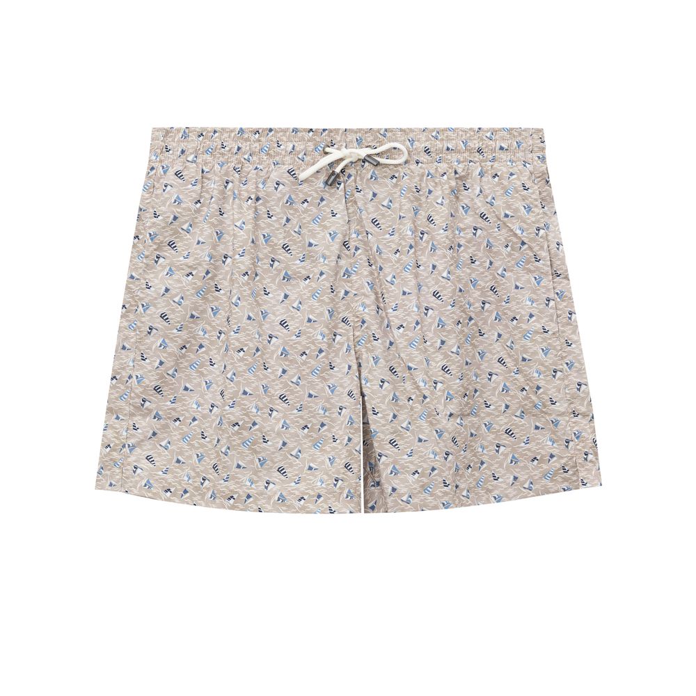 Beige Polyester Swim Short - ventzia