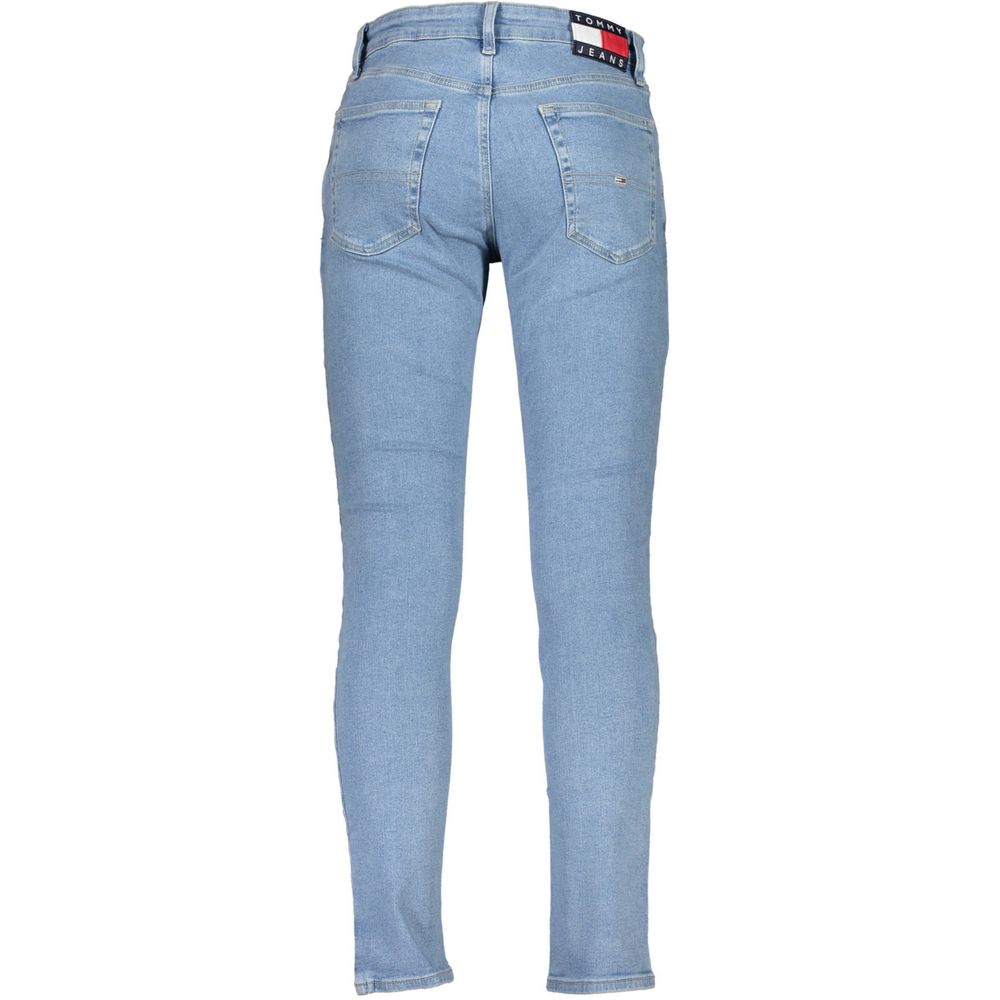 Light Blue Cotton Men Slim Tapered Jean