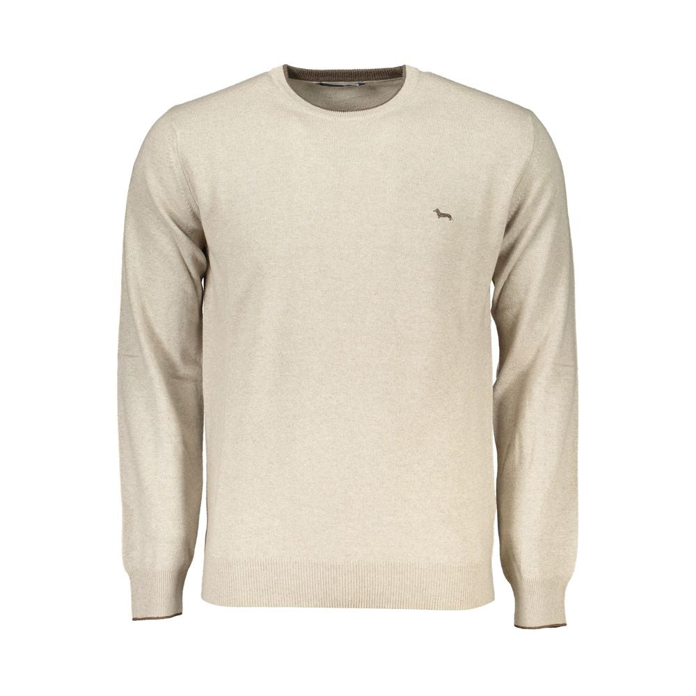 Beige Crew Neck Luxury Sweater with Embroidery - ventzia
