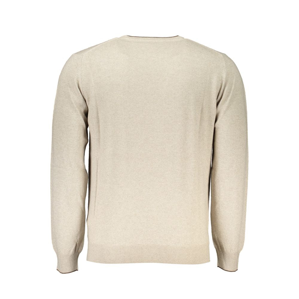 Beige Crew Neck Luxury Sweater with Embroidery - ventzia