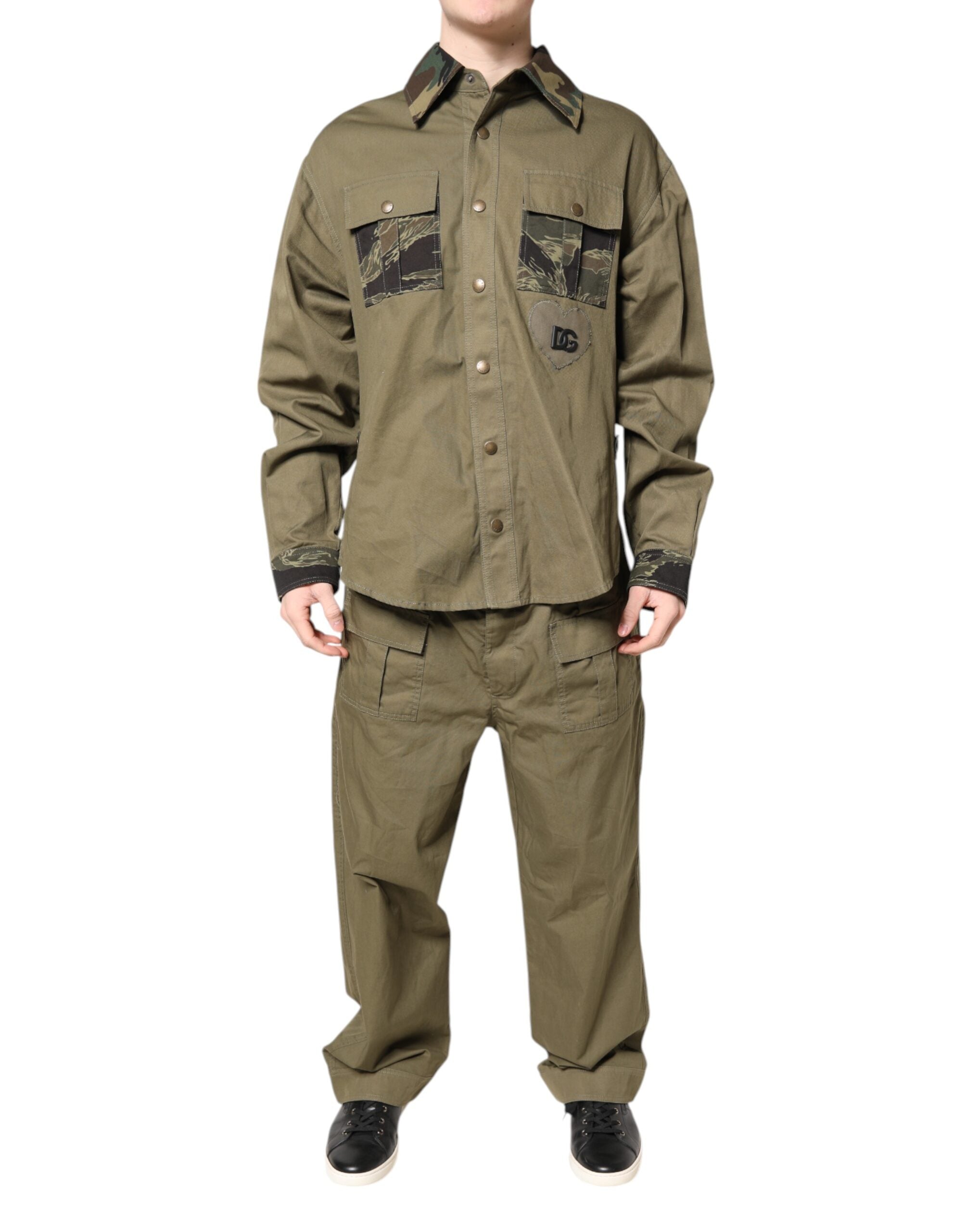 Brown Cotton Stretch Shirt Pants Casual Set - ventzia