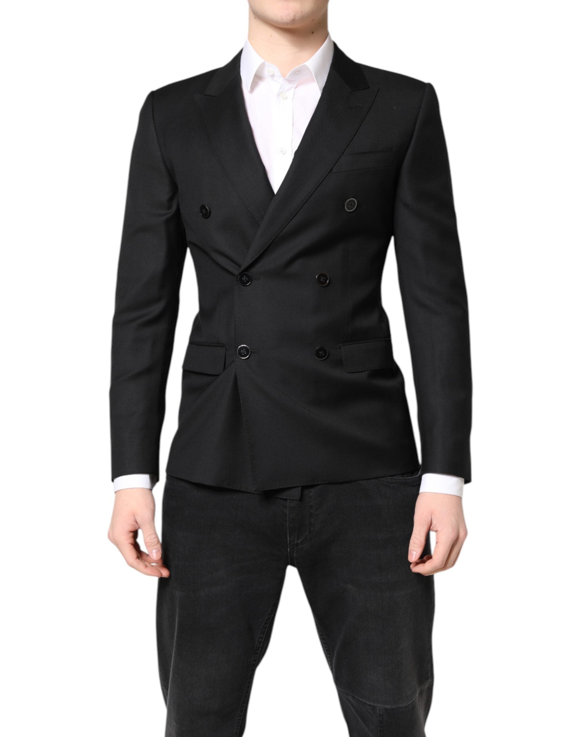 Black MARTINI Double Breasted Coat Blazer - ventzia