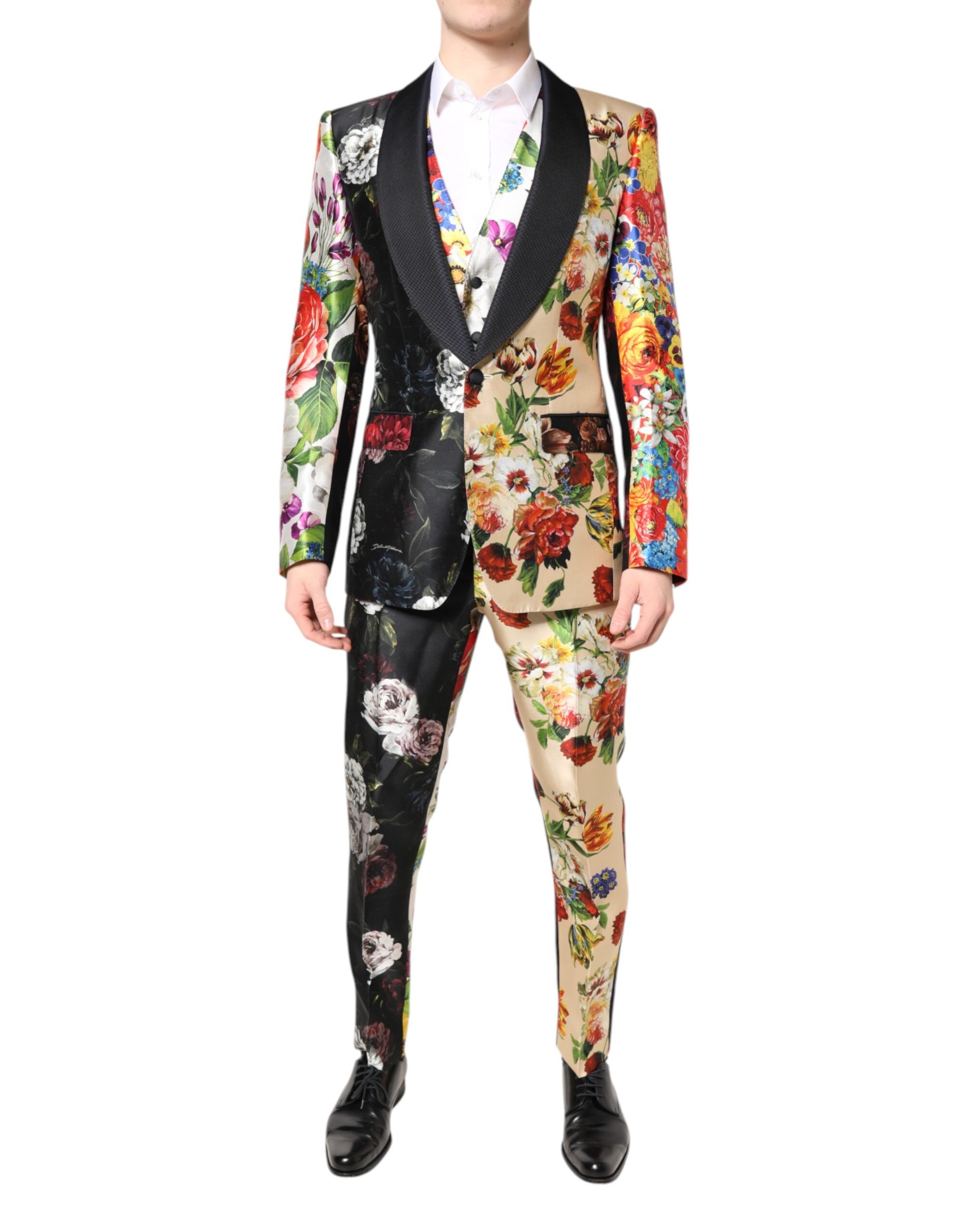 Multicolor Floral SICILIA Silk 3 Piece Suit - ventzia