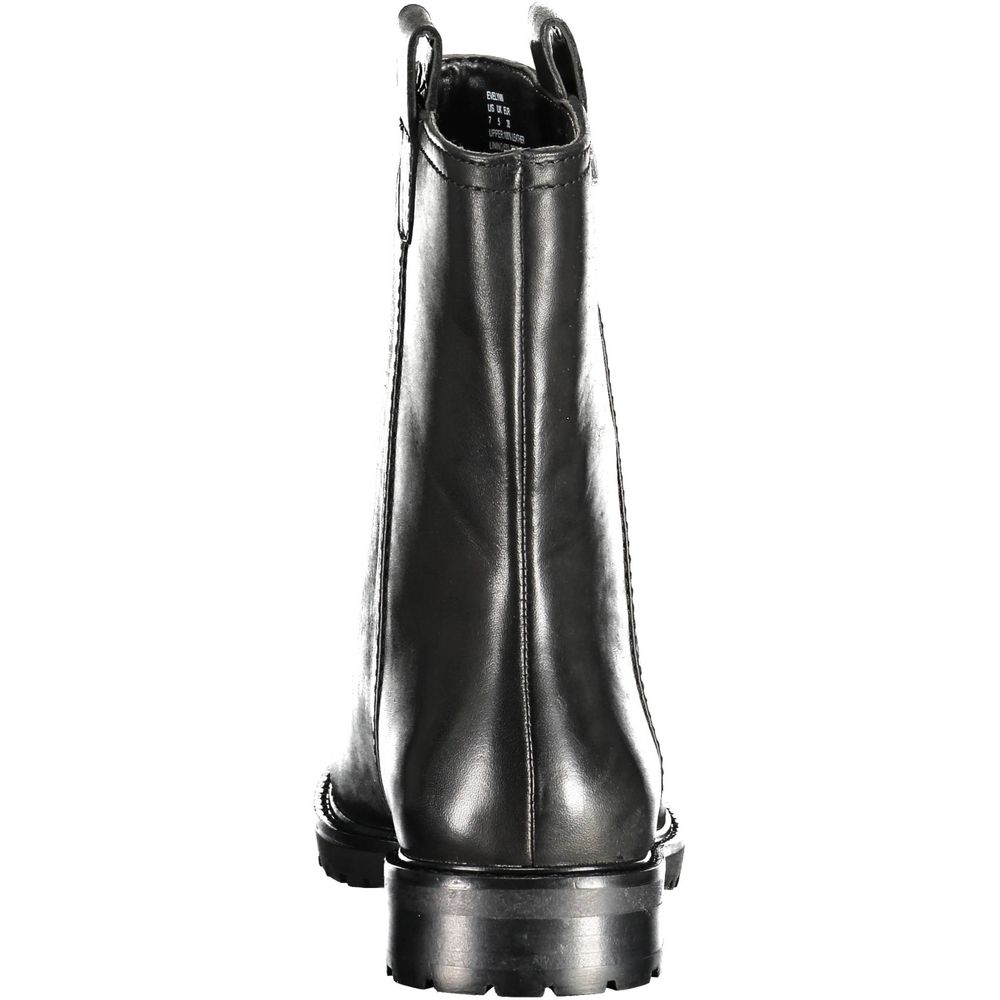 Black Leather Women Ankle Boot - ventzia