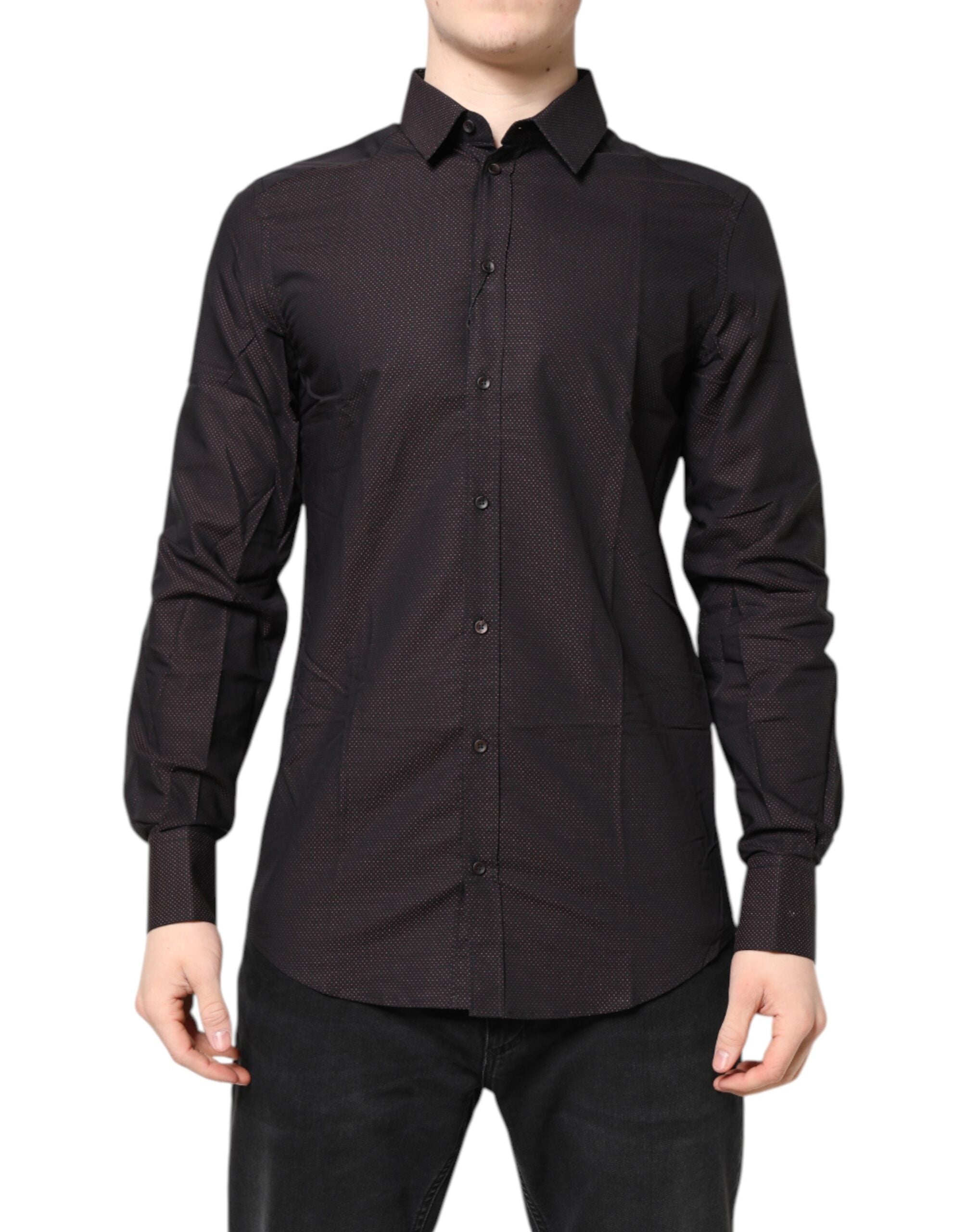 Maroon Jacquard Cotton GOLD Men Dress Shirt - ventzia