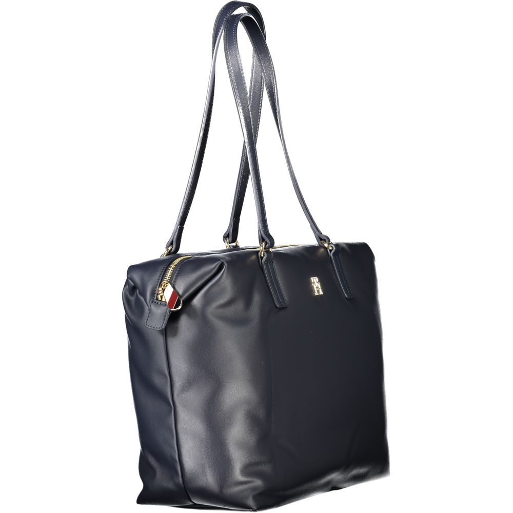 Blue Polyester Women Shoulder Bag