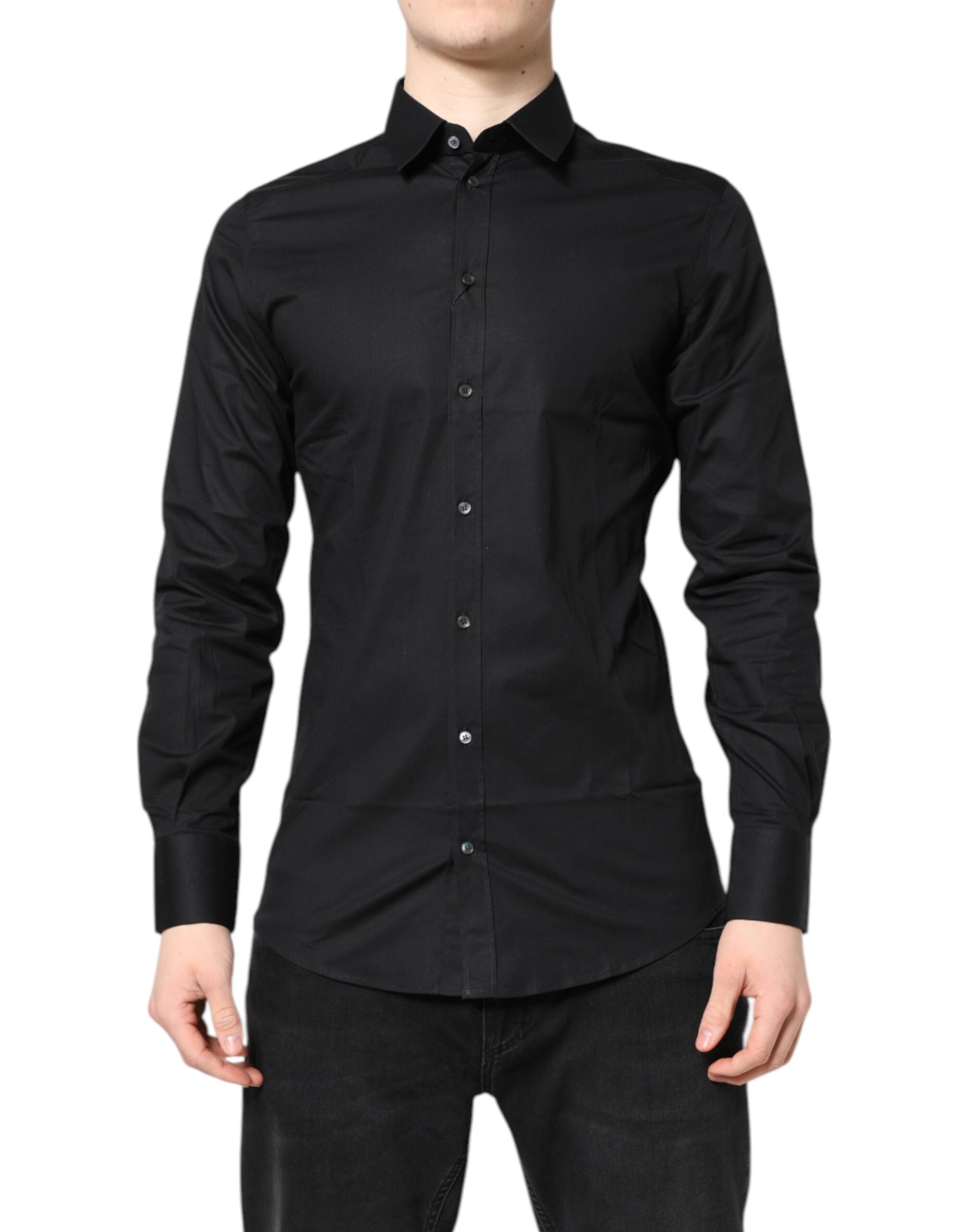Black GOLD Cotton Long Sleeves Dress Shirt - ventzia