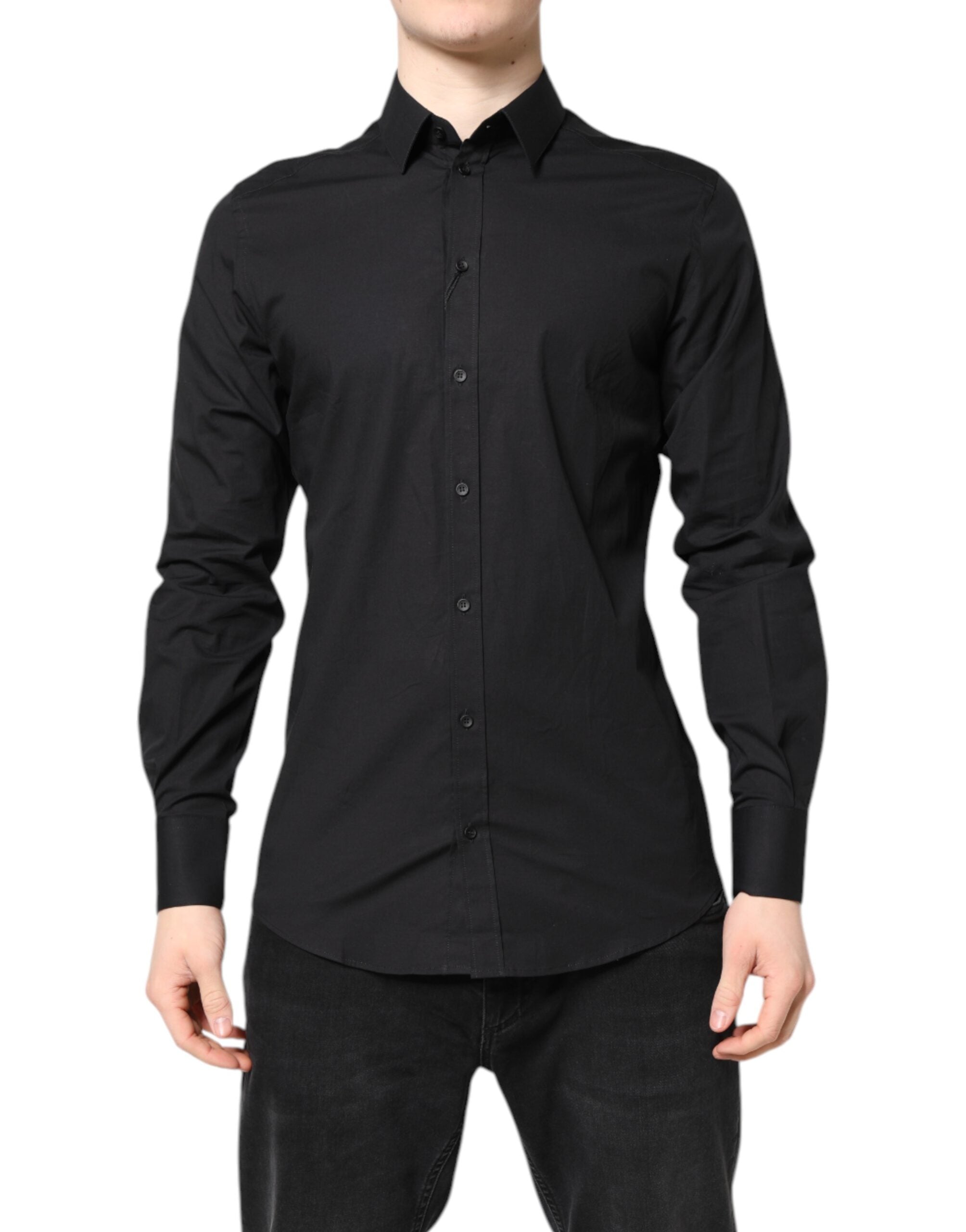 Black GOLD Cotton Dress Formal Shirt - ventzia