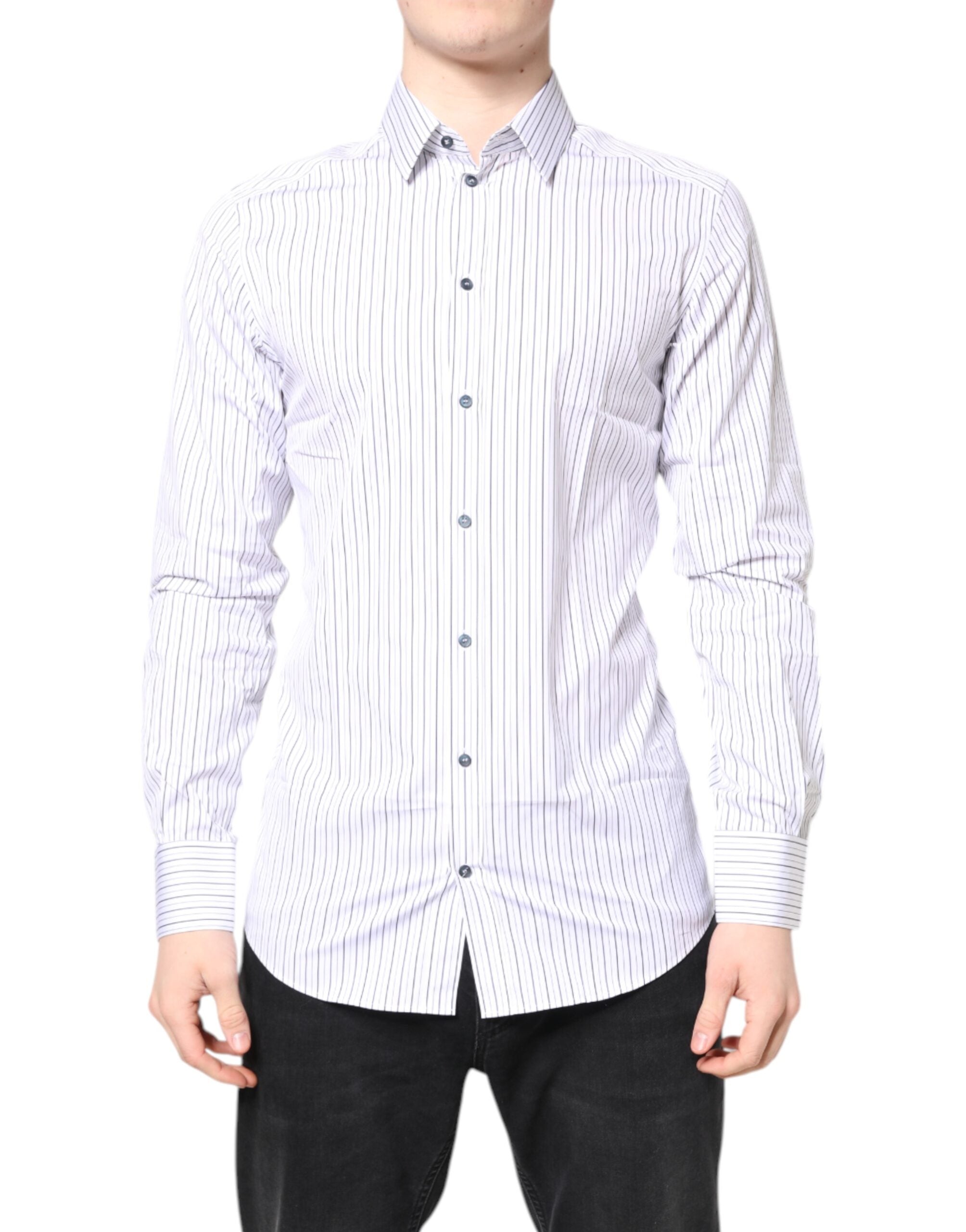 White Stripes GOLD Cotton Formal Shirt - ventzia