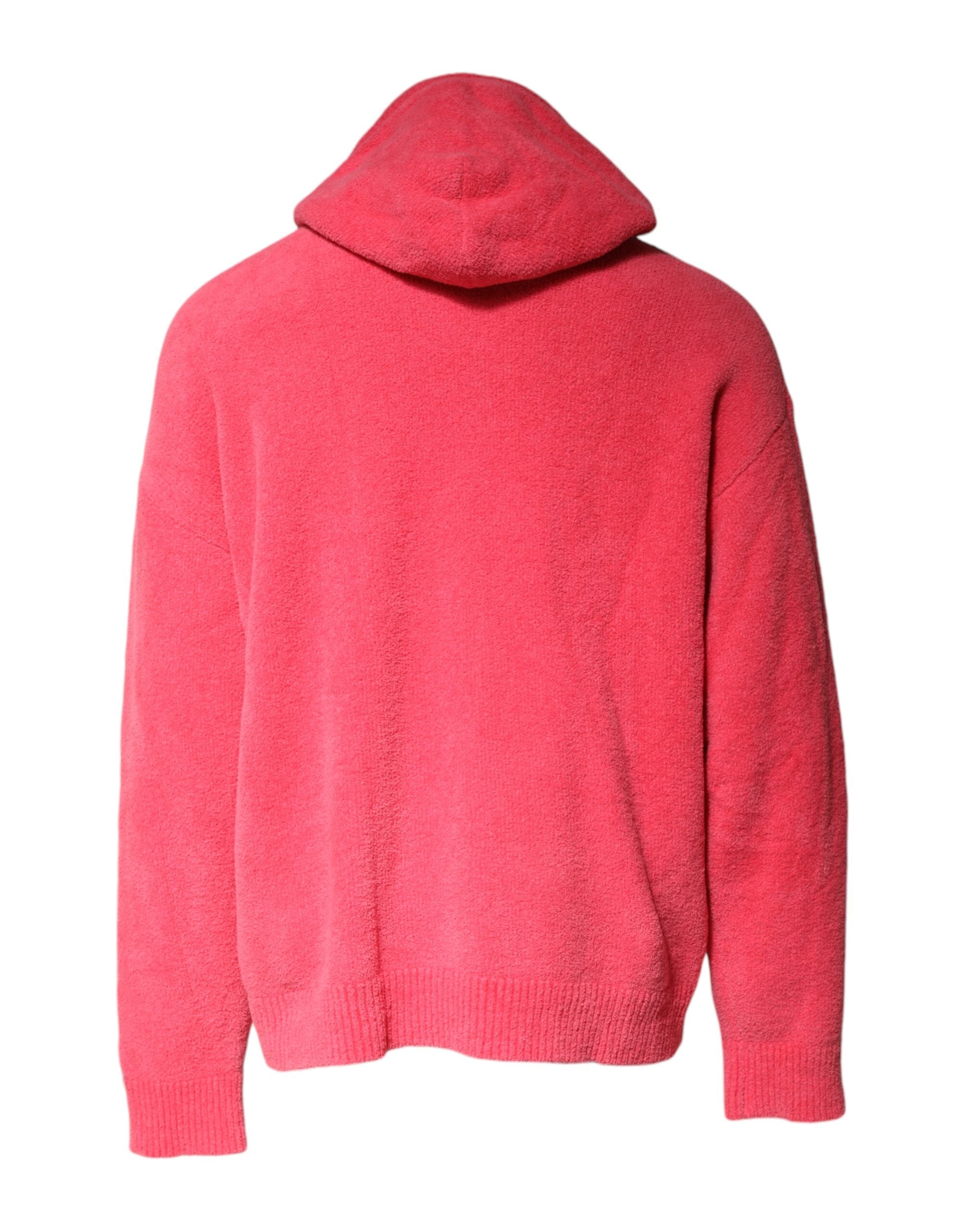 Red Cotton Knit Hooded Men Pullover Sweater - ventzia