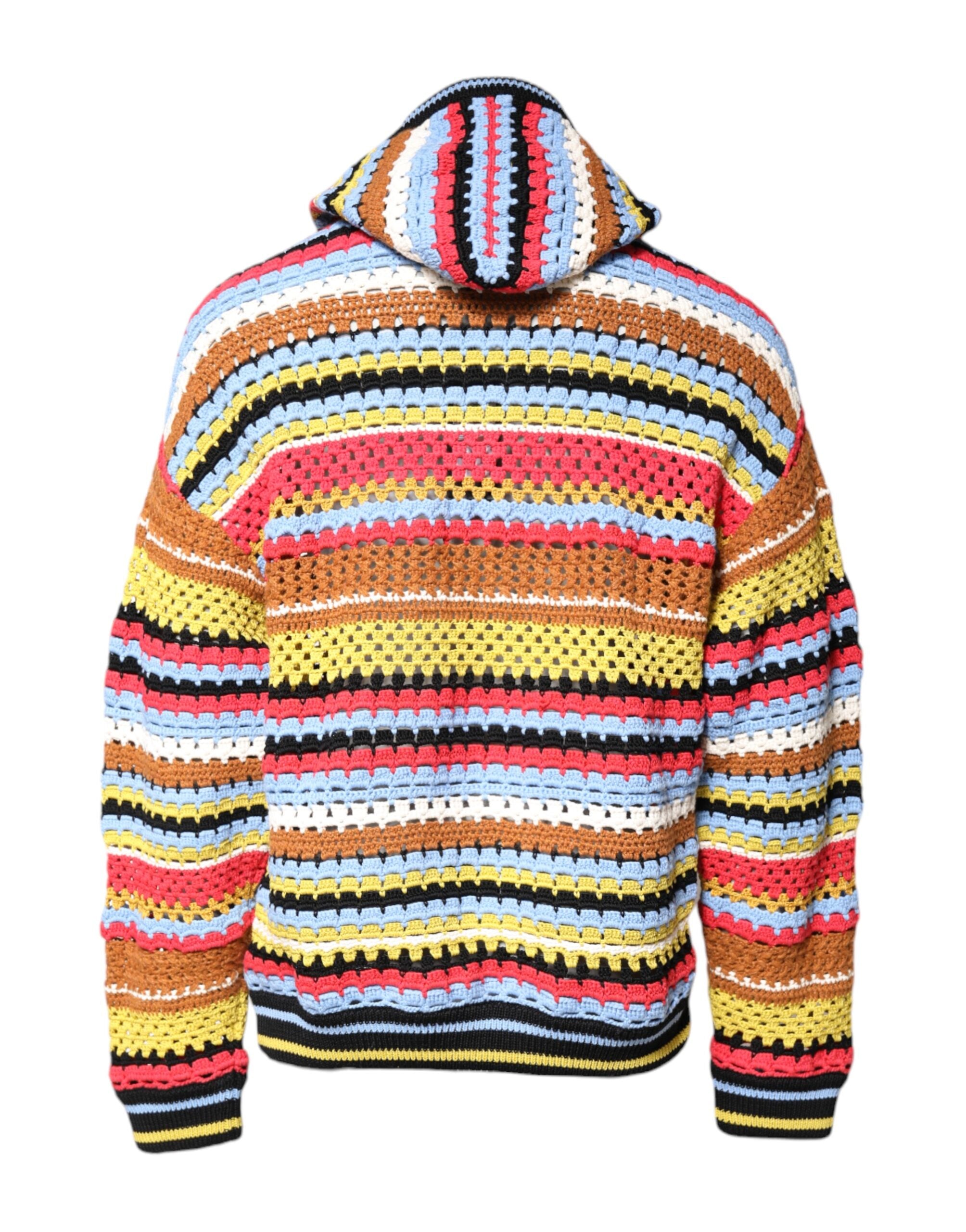 Multicolor Cotton Hooded Pullover Sweater - ventzia