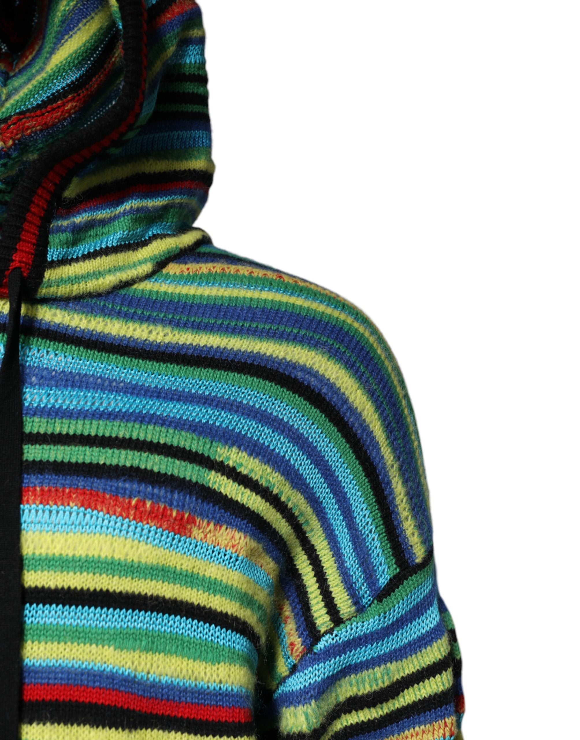 Multicolor Cotton Hooded Pullover Sweater - ventzia
