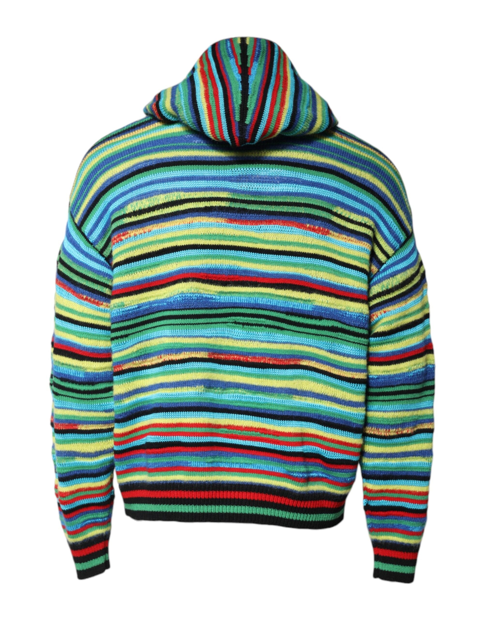 Multicolor Cotton Hooded Pullover Sweater - ventzia