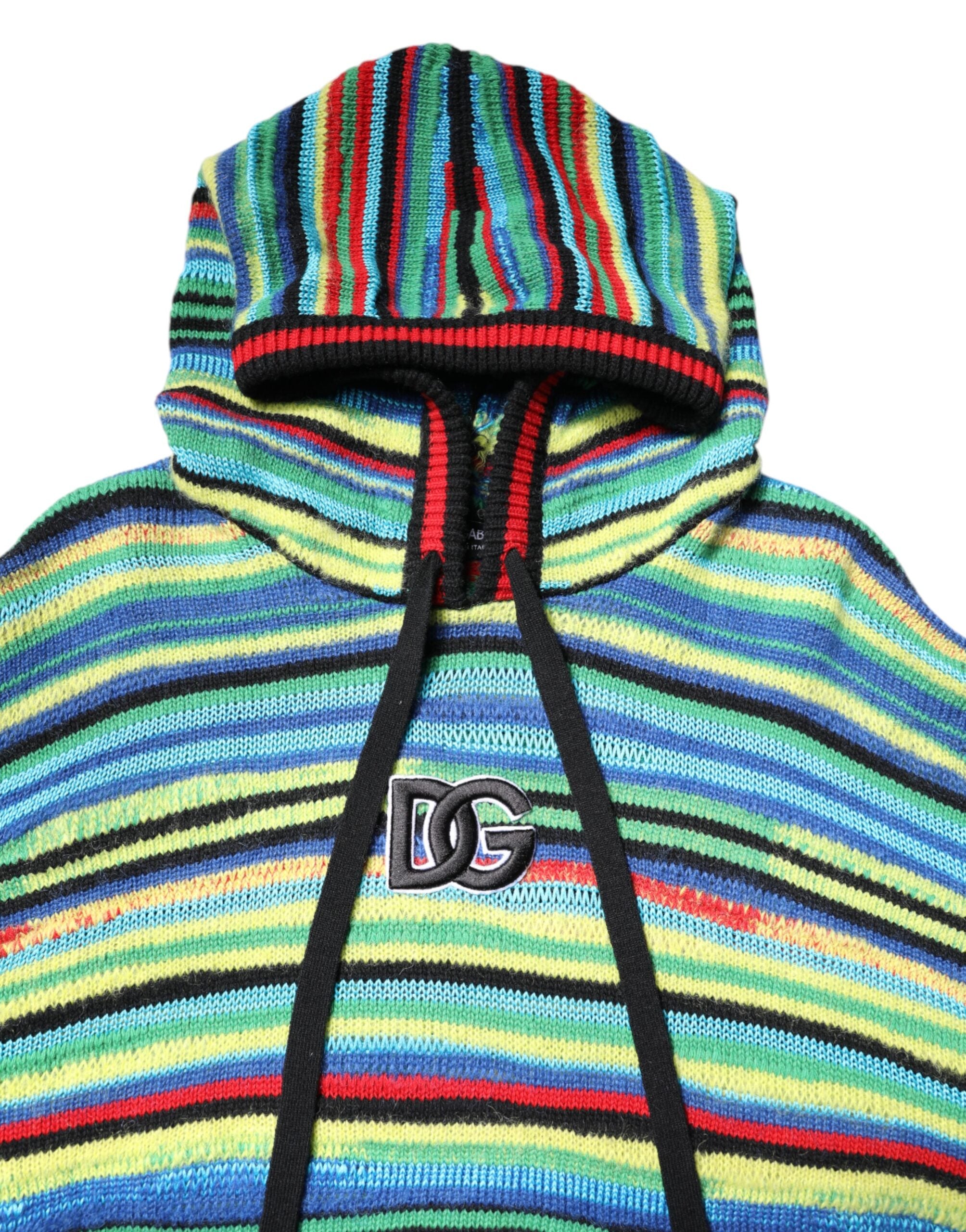 Multicolor Cotton Hooded Pullover Sweater - ventzia