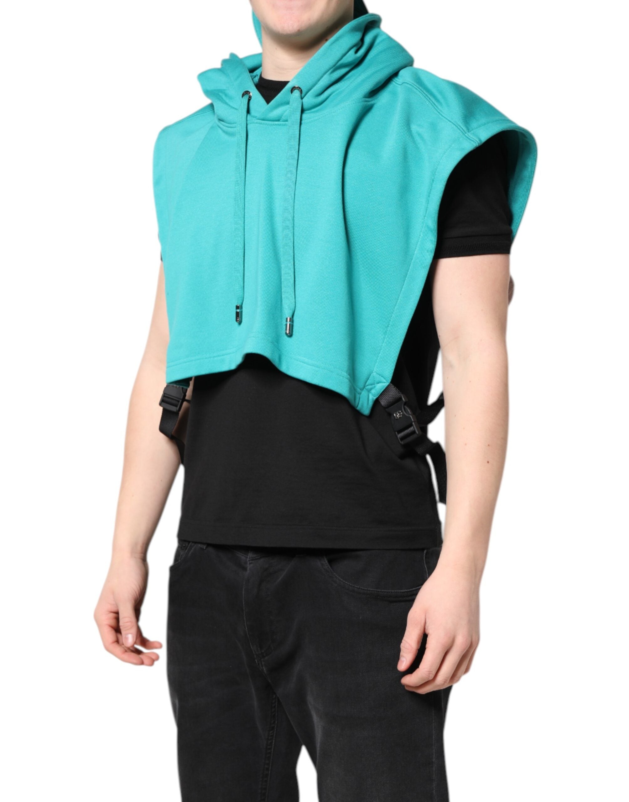 Green Cotton Hooded Men Sportswear Vest Sweater - ventzia