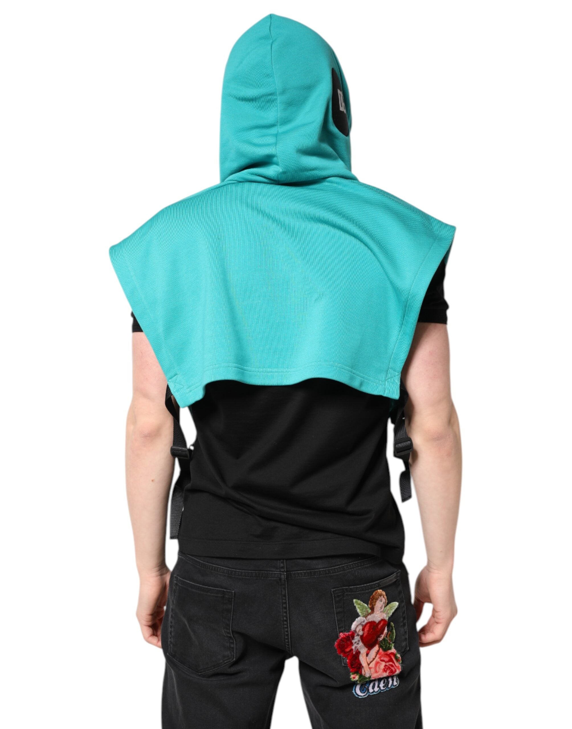 Green Cotton Hooded Men Sportswear Vest Sweater - ventzia