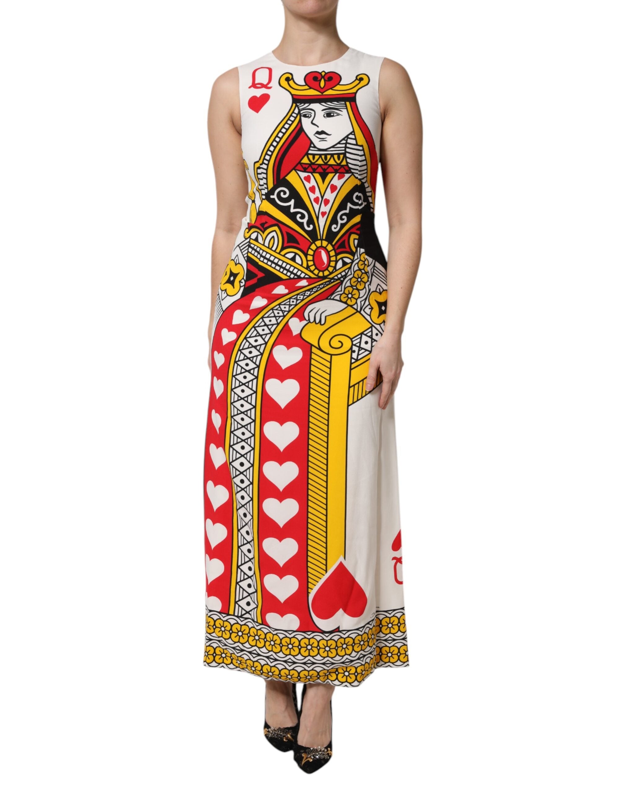 White Queen Of Hearts Sleeveless Maxi Dress - ventzia