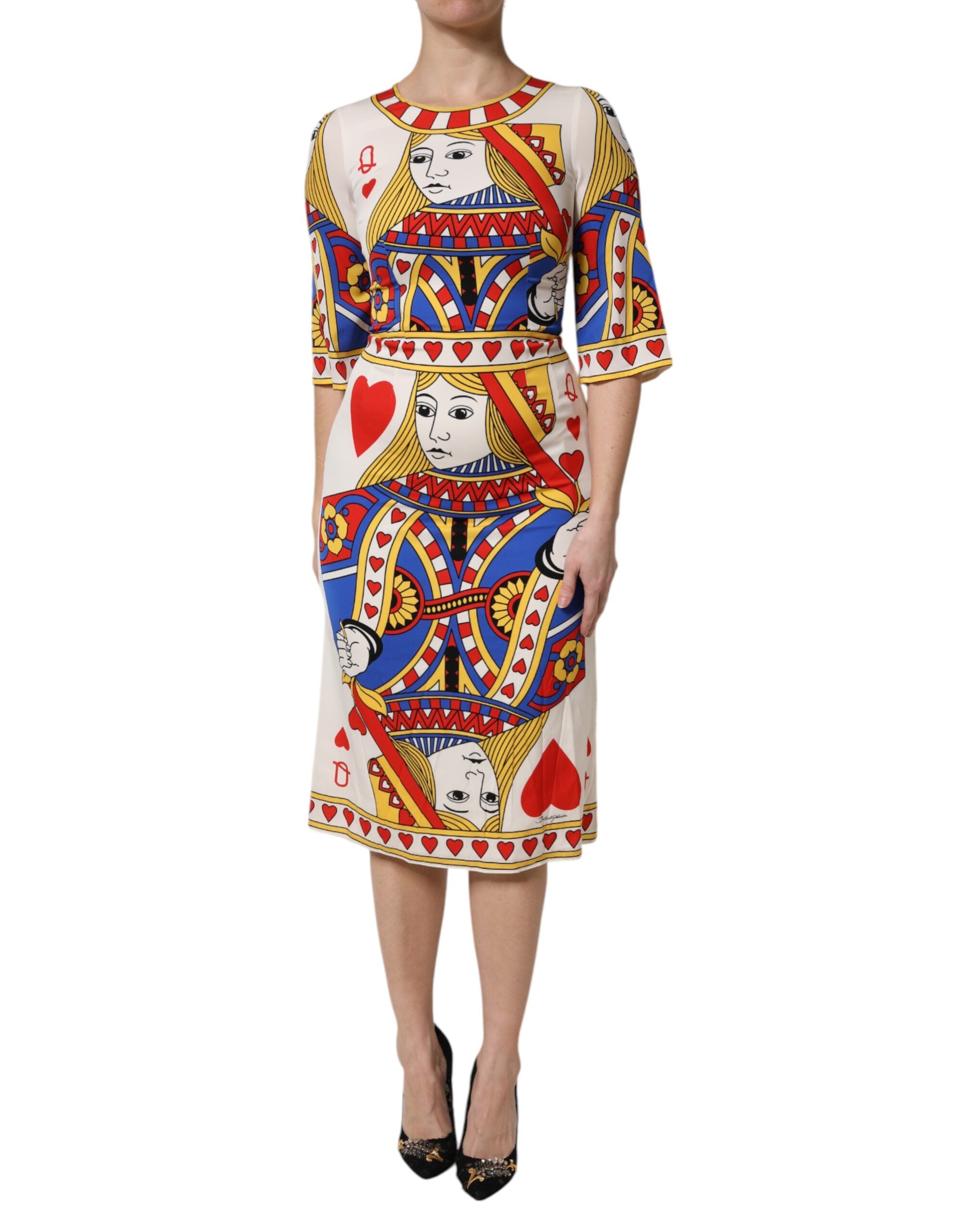 White Queen Of Heart Short Sleeve Midi Dress - ventzia