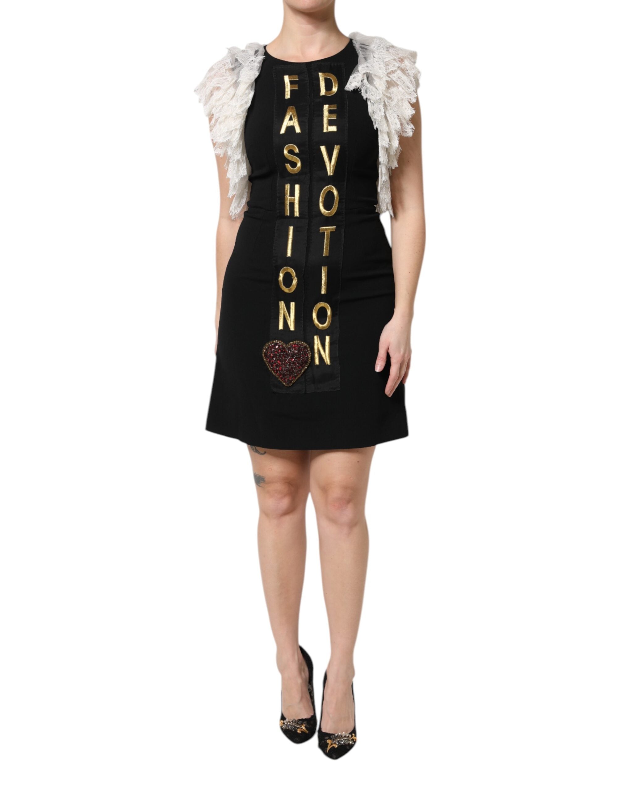 Black Fashion Devotion Embellish Mini Dress - ventzia