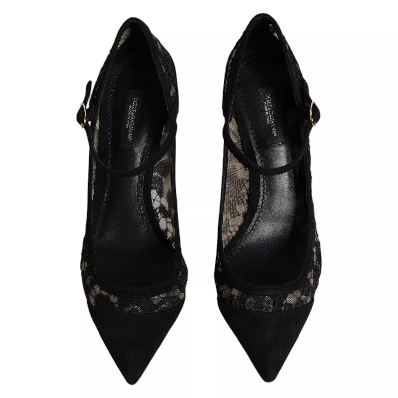 Black Mary Jane Taormina Lace Pumps Shoes - ventzia