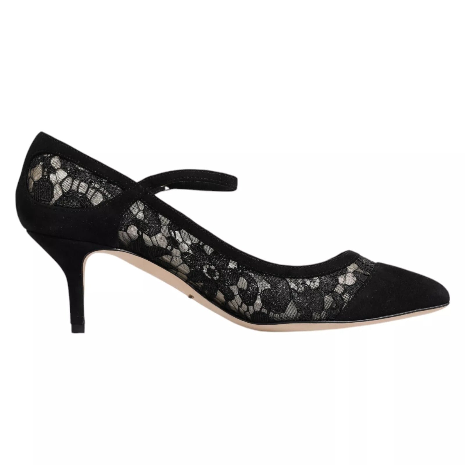 Black Mary Jane Taormina Lace Pumps Shoes - ventzia