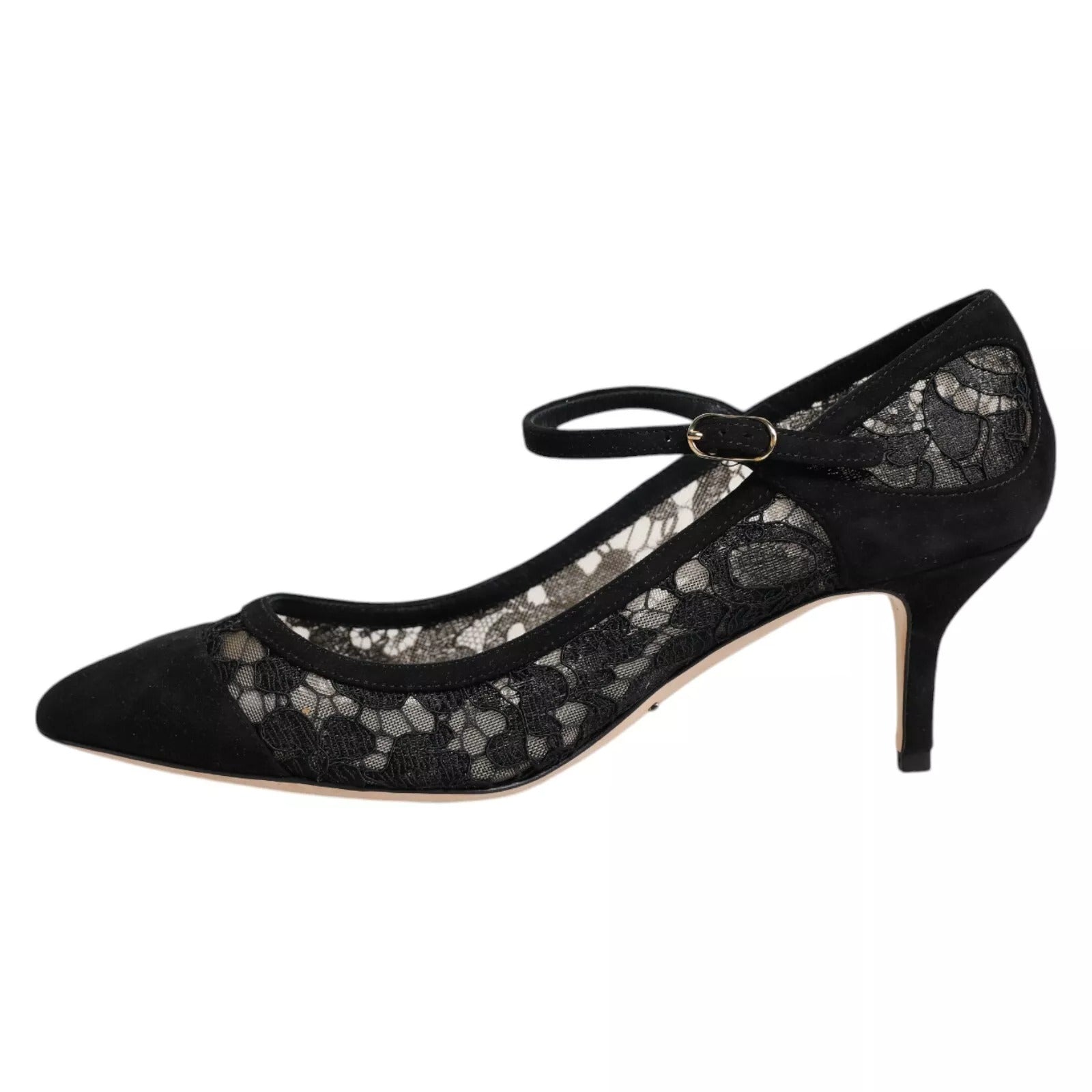 Black Mary Jane Taormina Lace Pumps Shoes - ventzia