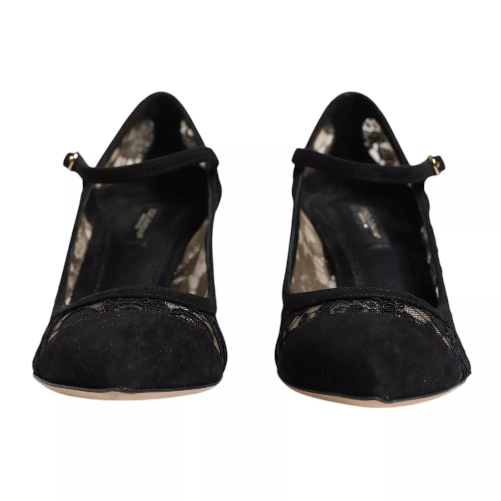 Black Mary Jane Taormina Lace Pumps Shoes - ventzia