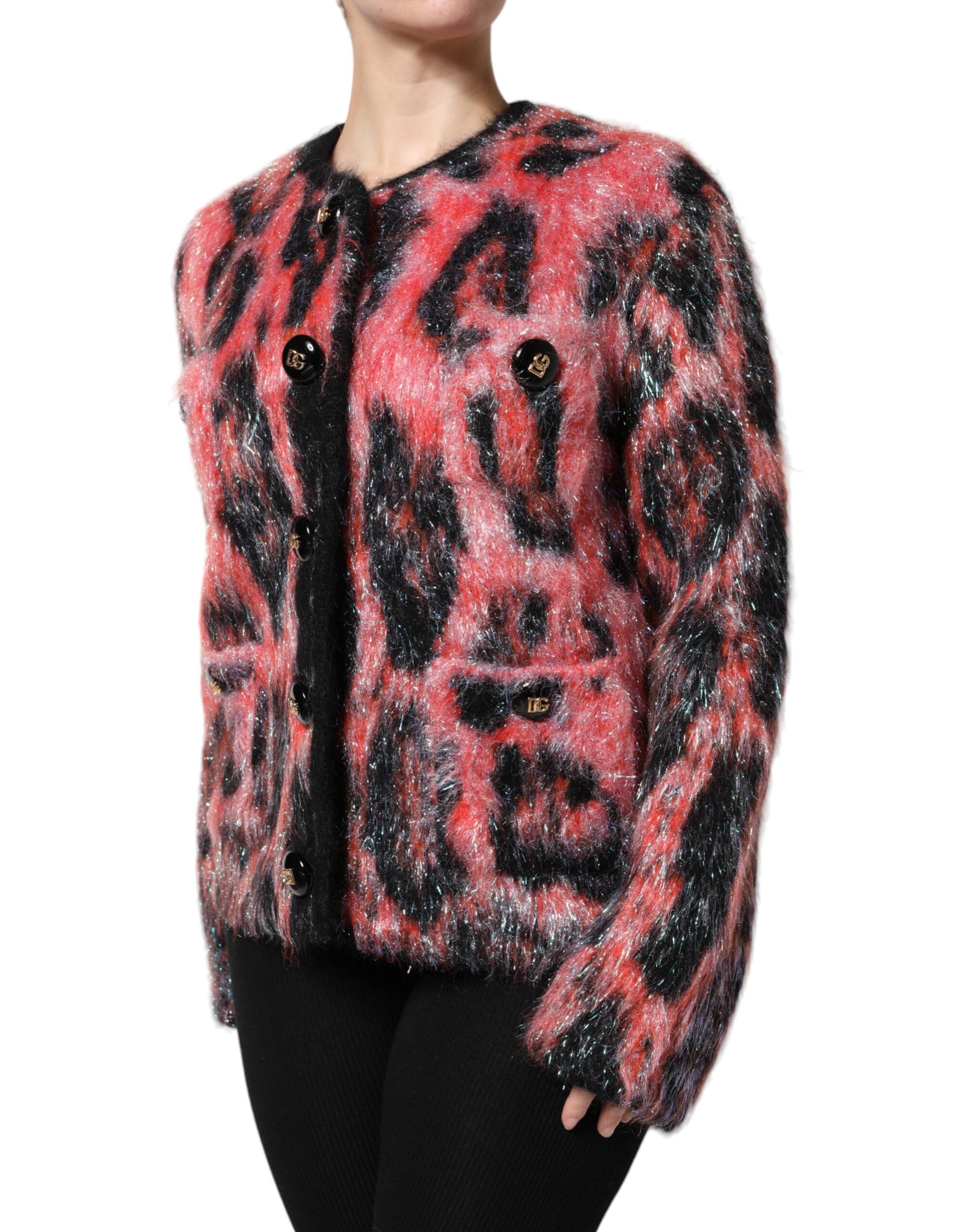 Red Mohair Wool Button Down Cardigan Sweater - ventzia