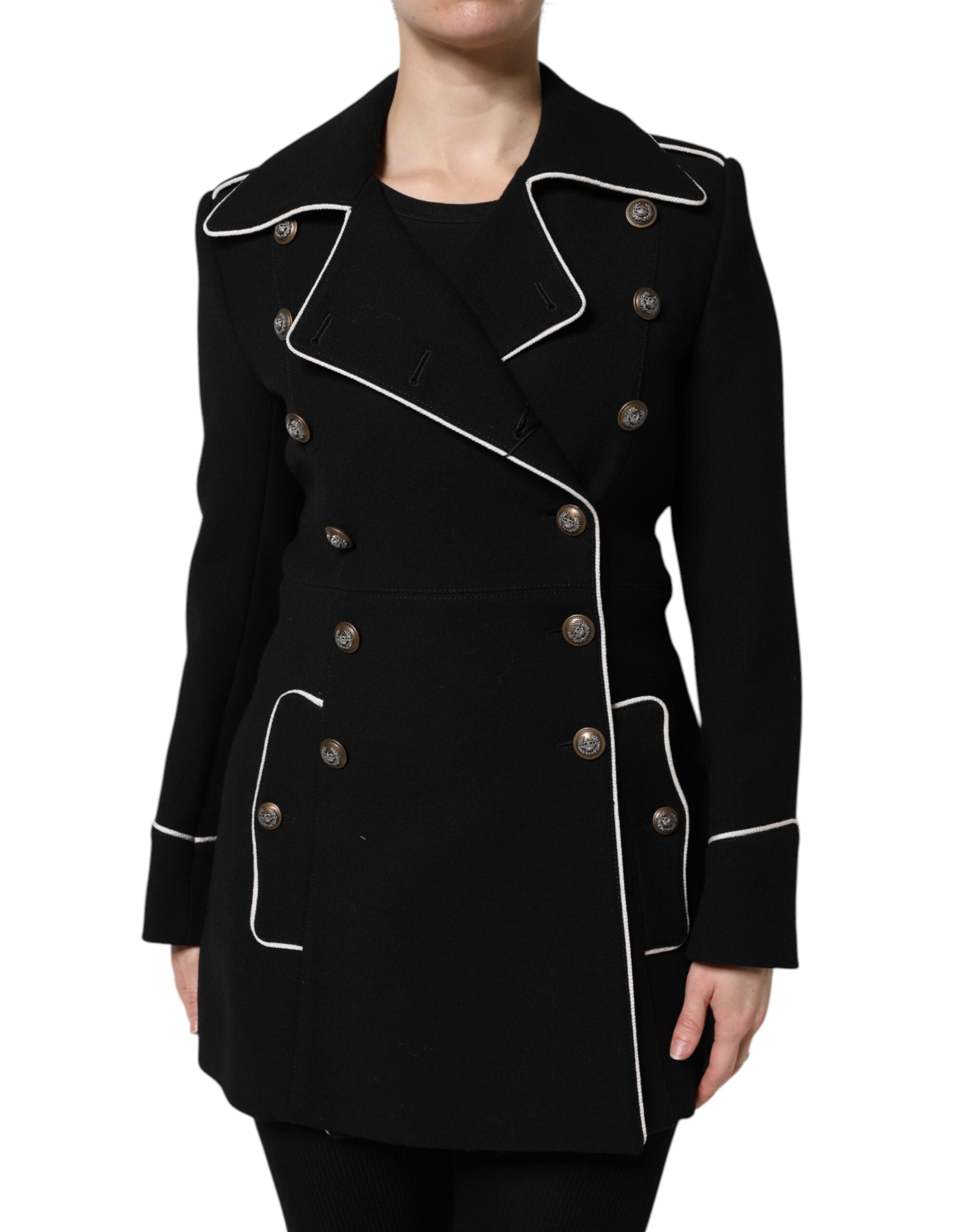 Black Wool Double Breasted Blazer Jacket - ventzia