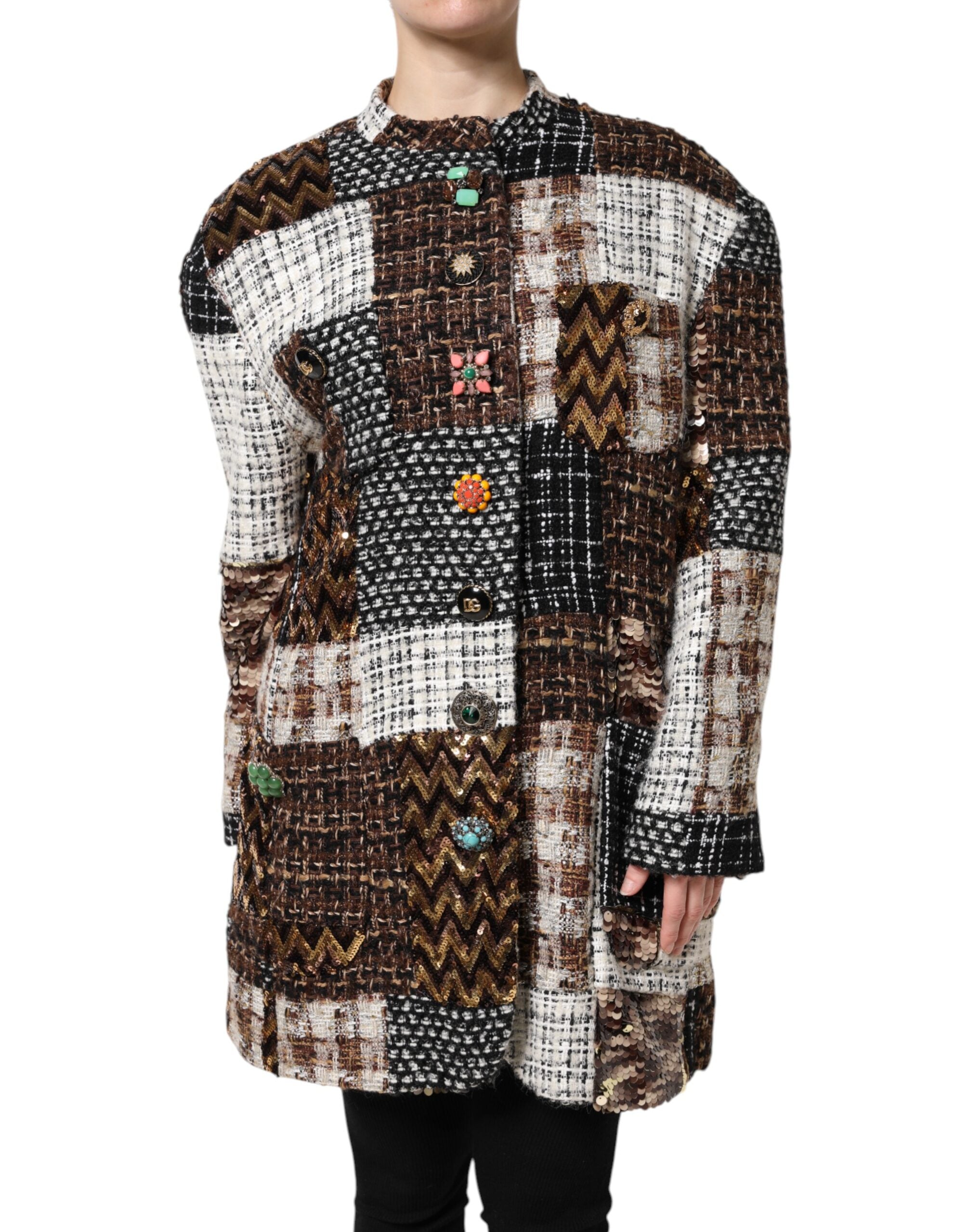 Multicolor Patchwork Button Down Jacket - ventzia