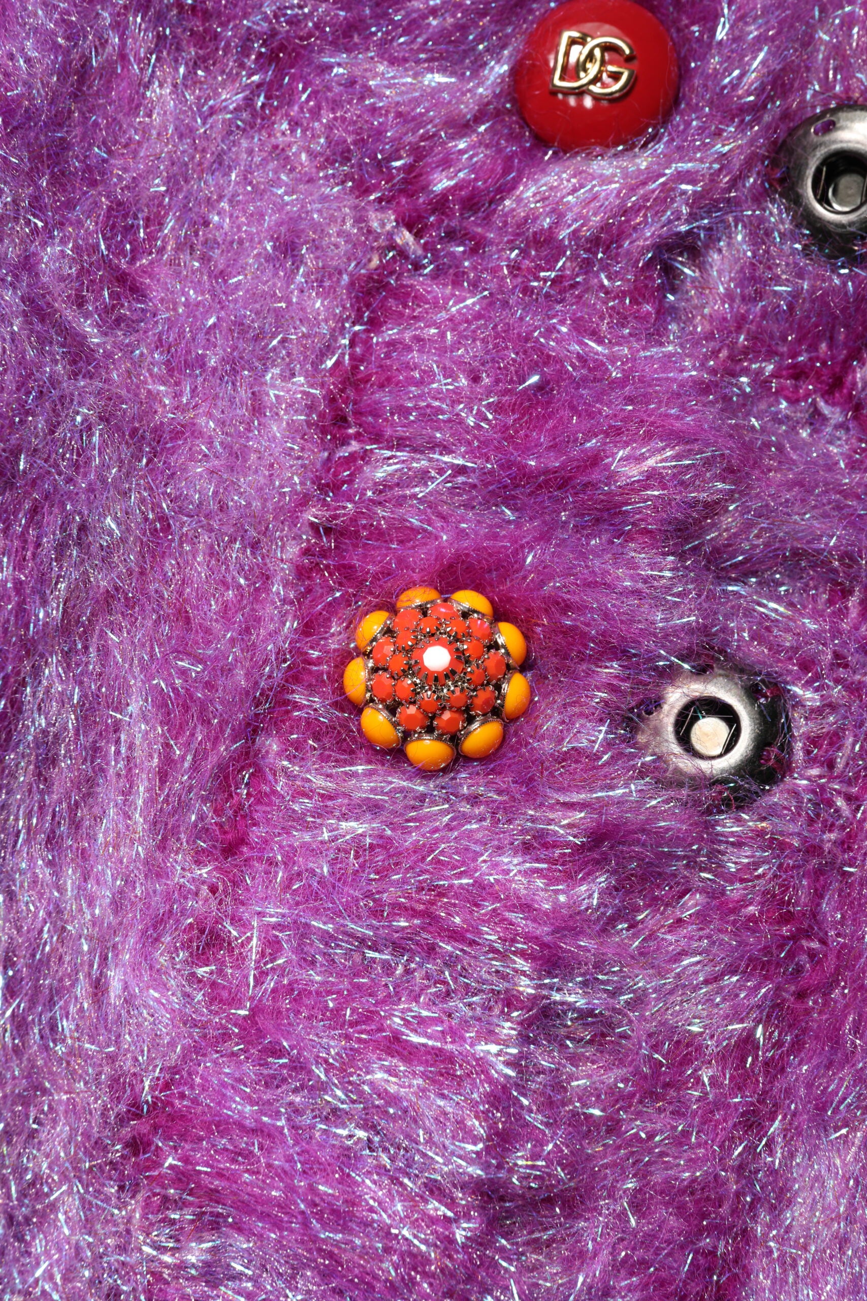 Purple Button Embellished Trench Coat Jacket - ventzia