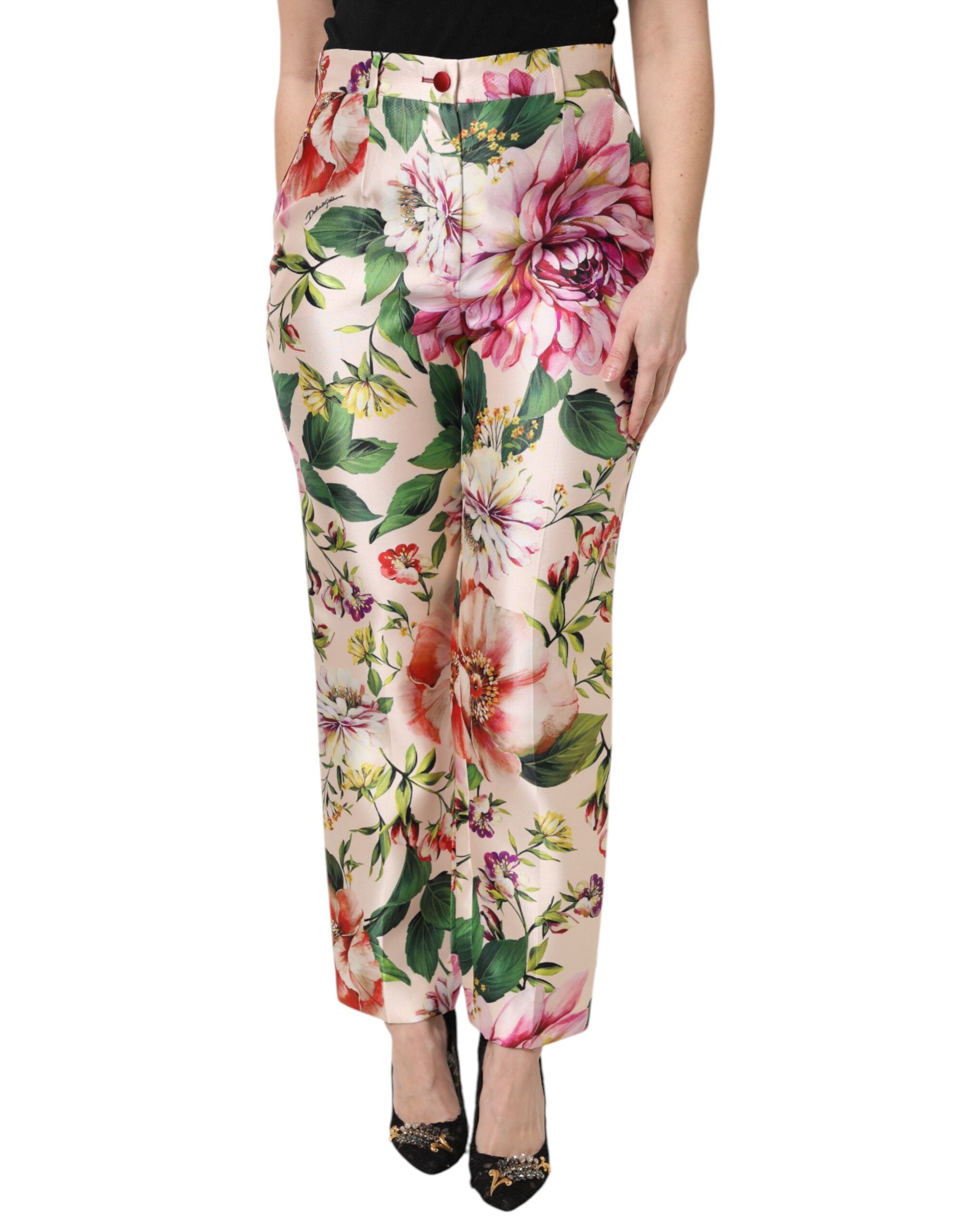 Multicolor Floral High Waist Straight Pants - ventzia