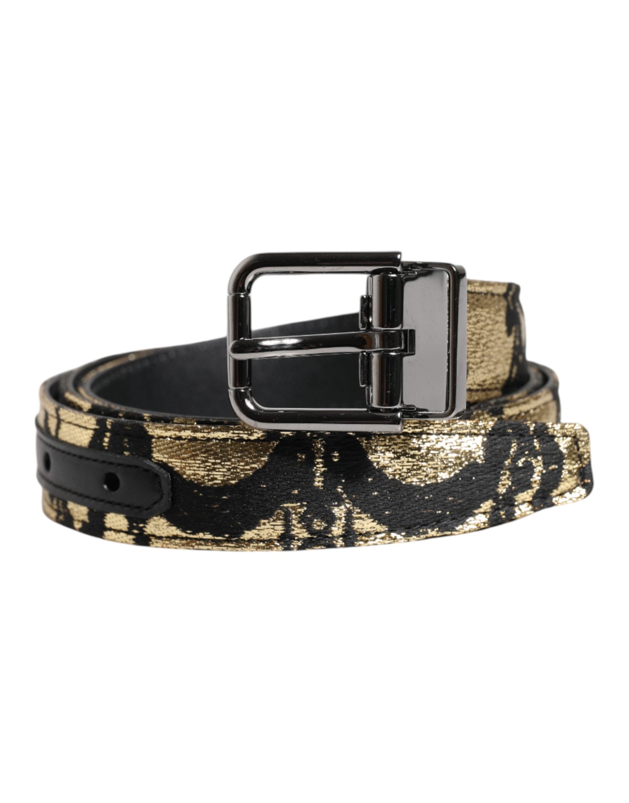 Multicolor Jacquard Leather Metal Buckle Belt - ventzia