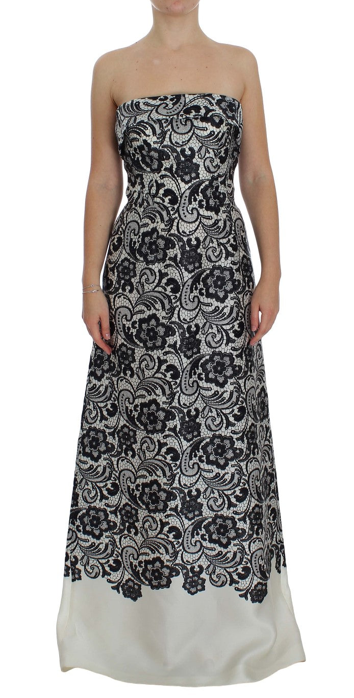 Elegant Silk Lace Corset Maxi Dress - ventzia
