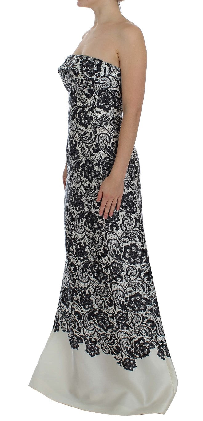Elegant Silk Lace Corset Maxi Dress - ventzia