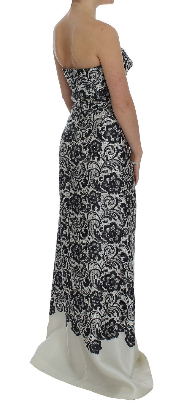 Elegant Silk Lace Corset Maxi Dress - ventzia
