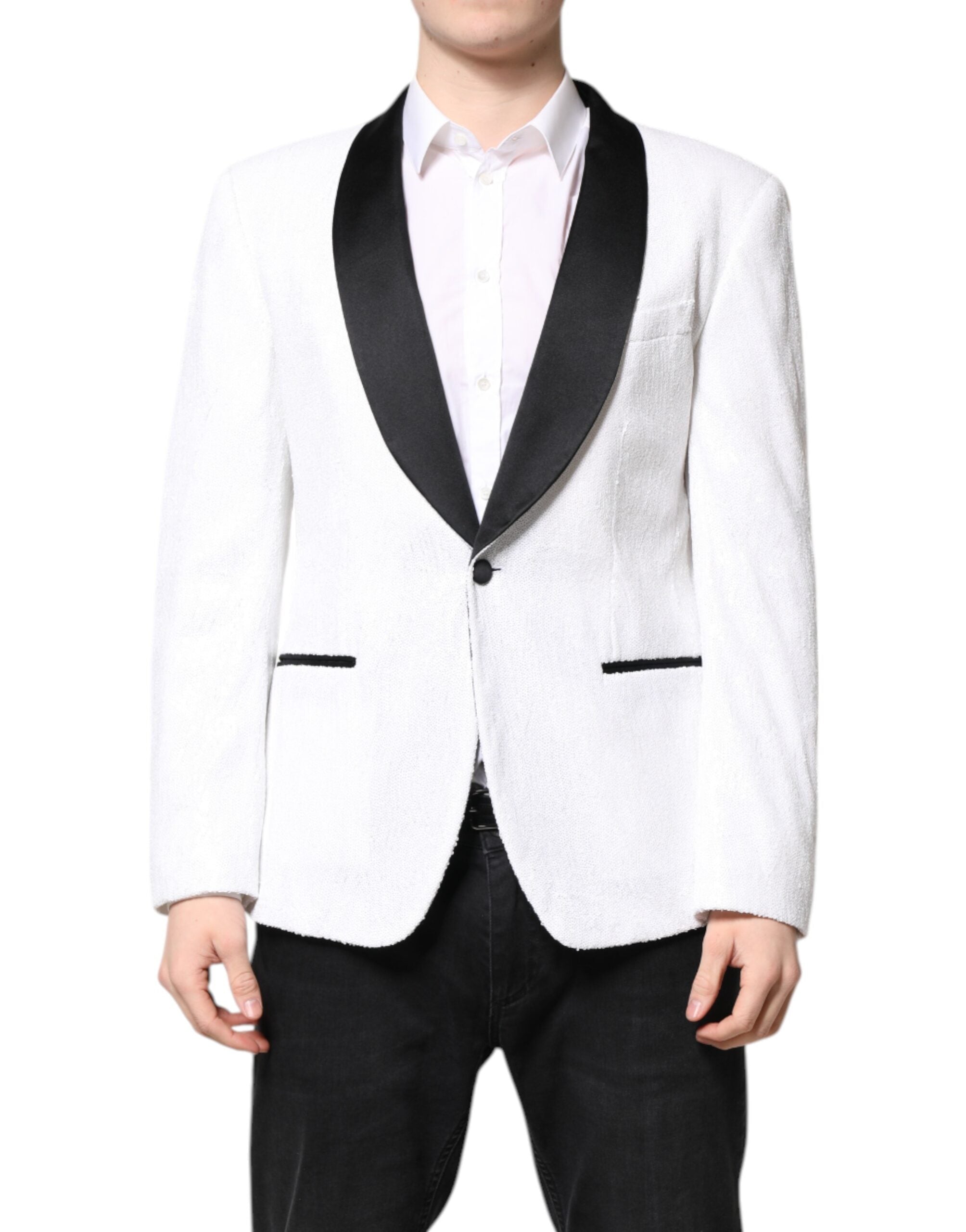 White Nylon Single Breasted Coat Blazer - ventzia
