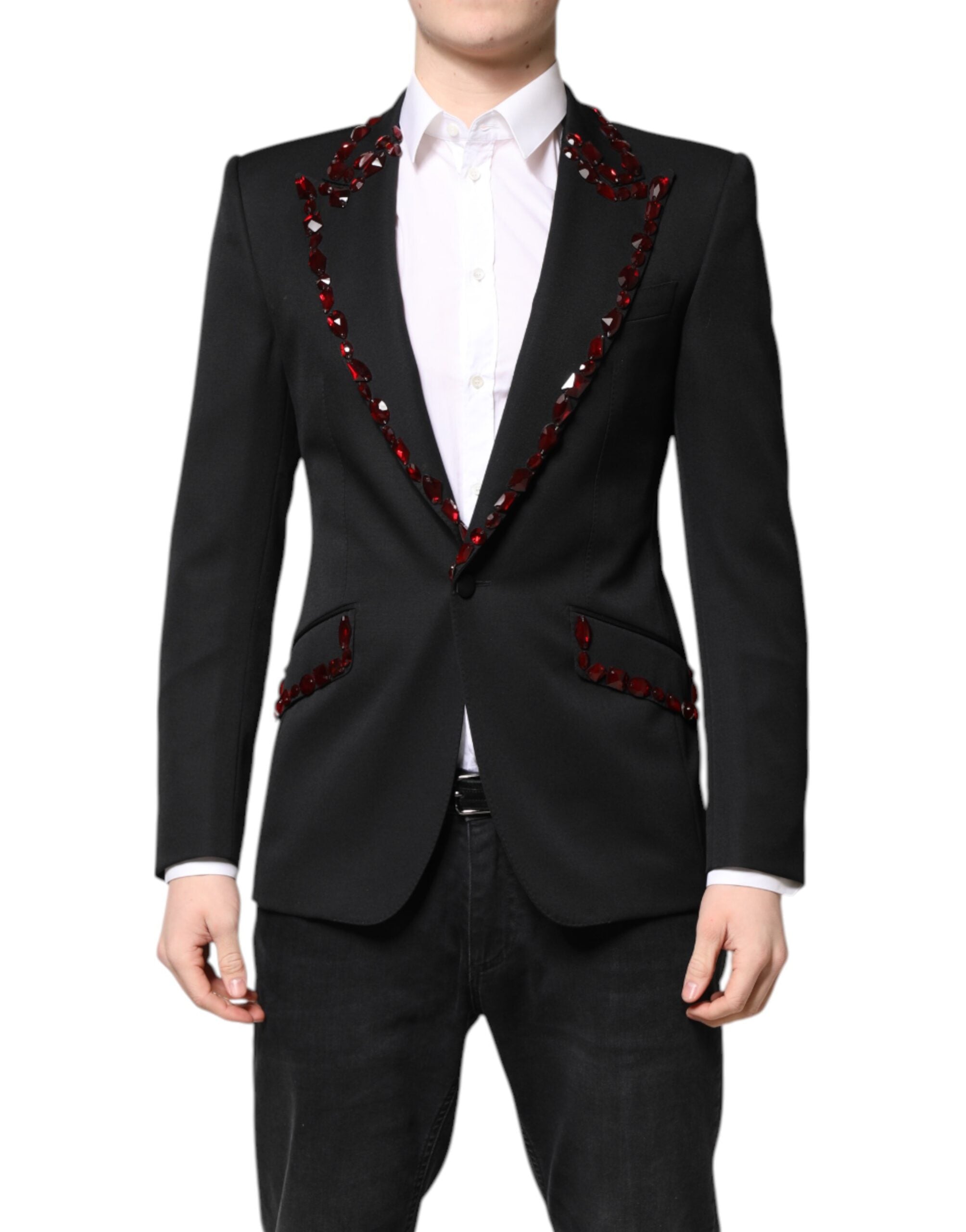 Black SICILIA CrystalEmbellished Coat Blazer - ventzia